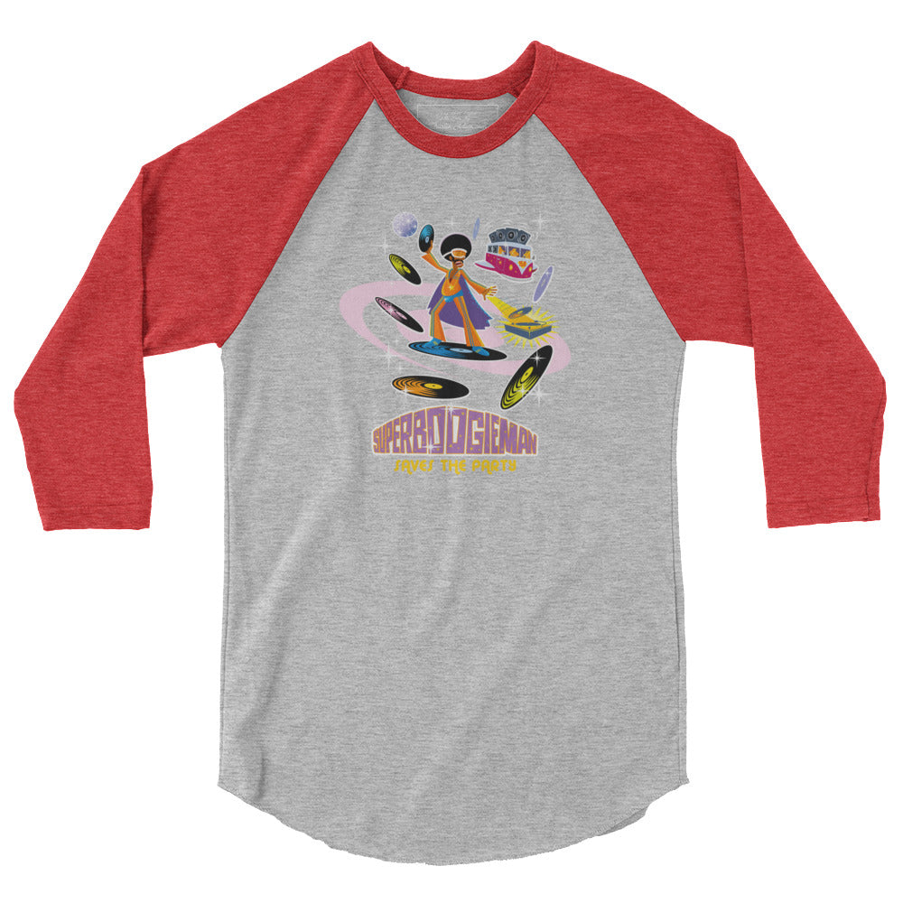3/4 sleeve raglan t-shirt Superboogieman Saves the Party