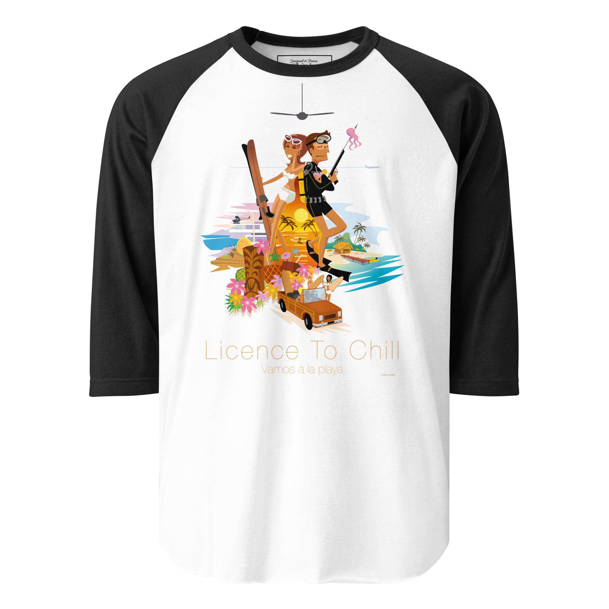 3/4 sleeve raglan t-shirt License to Chill Vamos a la Playa