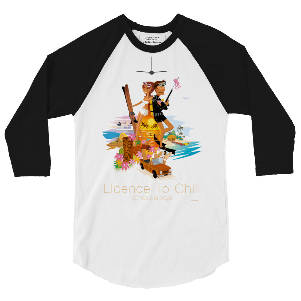 3/4 sleeve raglan t-shirt License to Chill Vamos a la Playa
