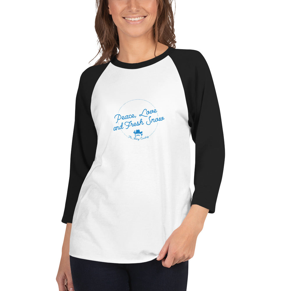 T-shirt à manches Raglan 3/4 Peace, Love and Fresh Snow