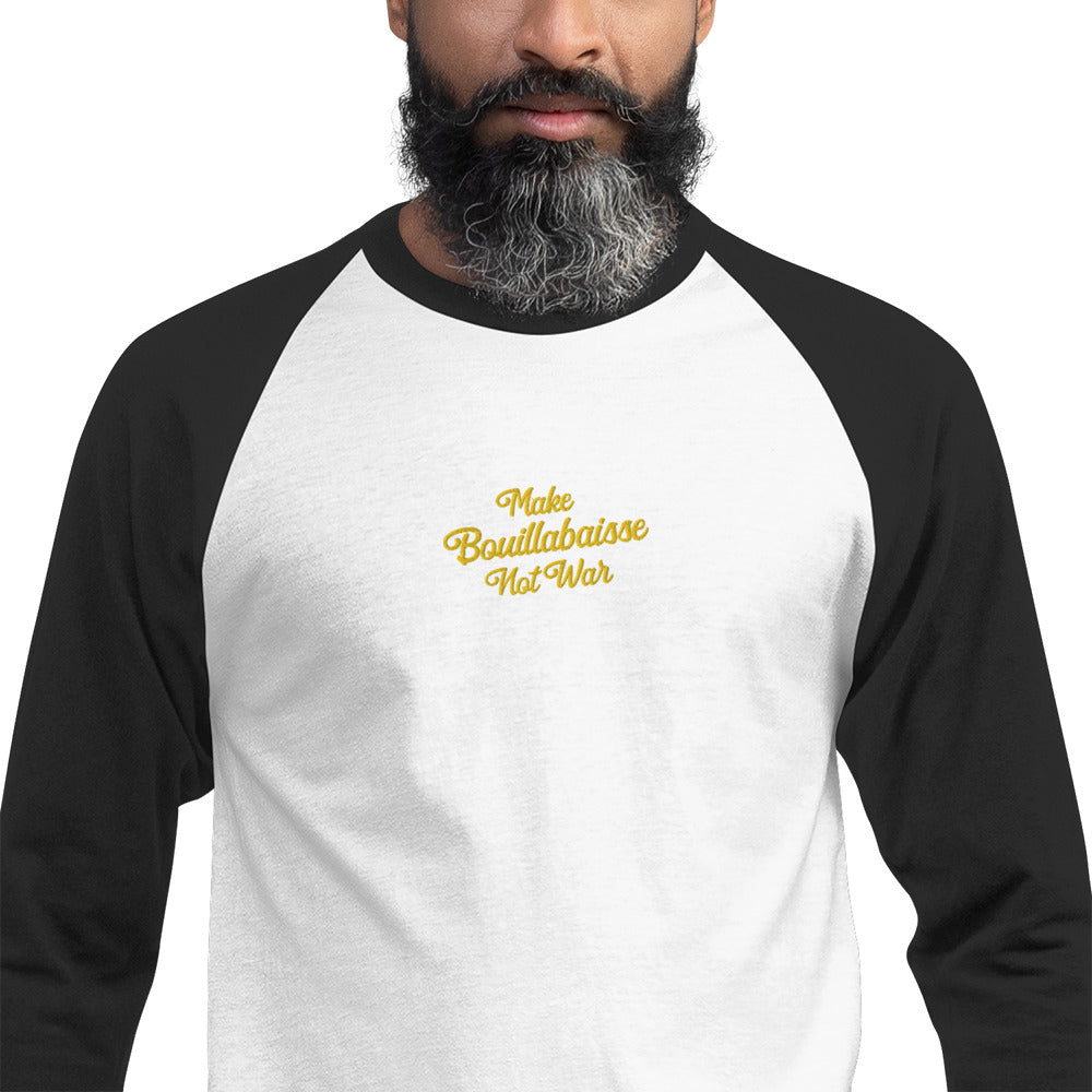T-shirt à manches Raglan 3/4 Make Bouillabaisse Not War brodé gold