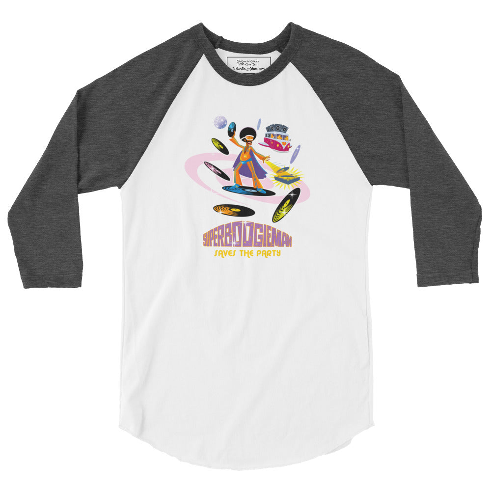 3/4 sleeve raglan t-shirt Superboogieman Saves the Party