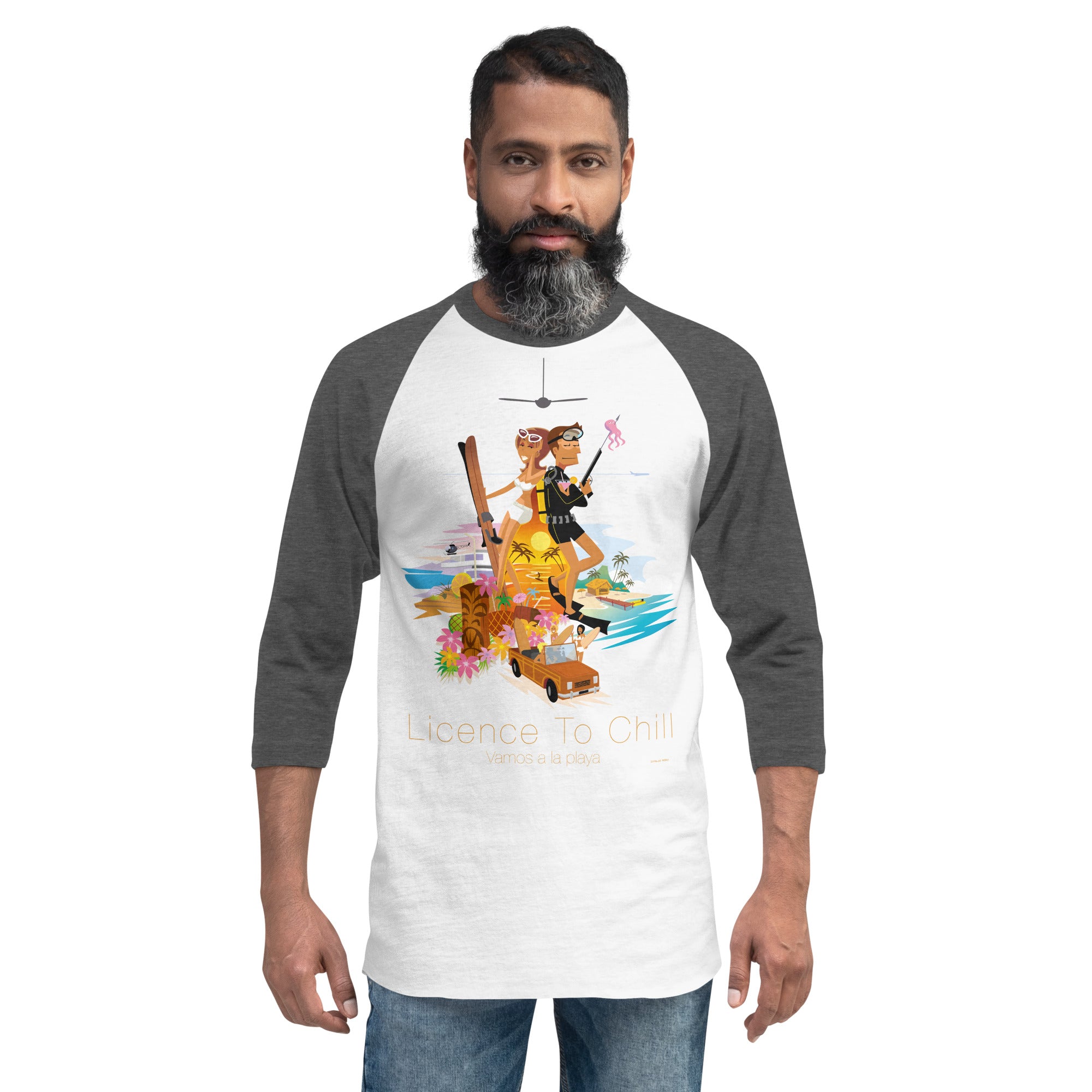 3/4 sleeve raglan t-shirt License to Chill Vamos a la Playa