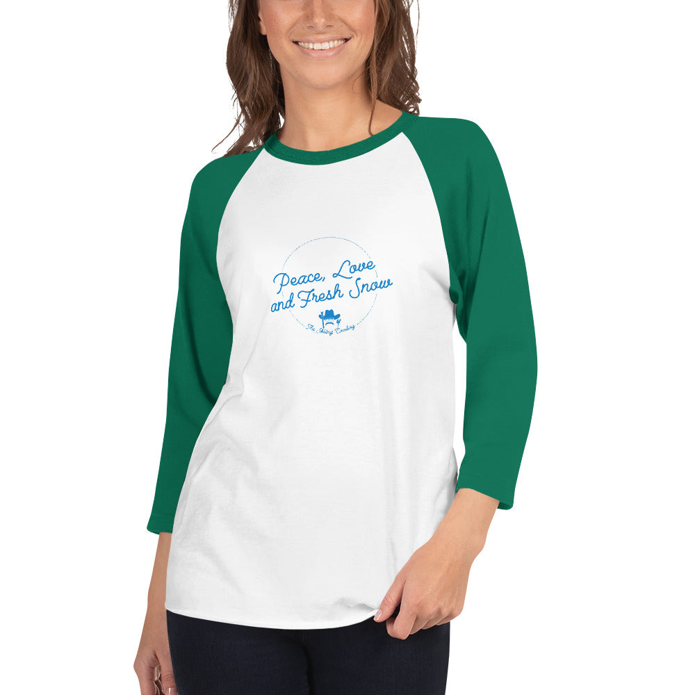T-shirt à manches Raglan 3/4 Peace, Love and Fresh Snow