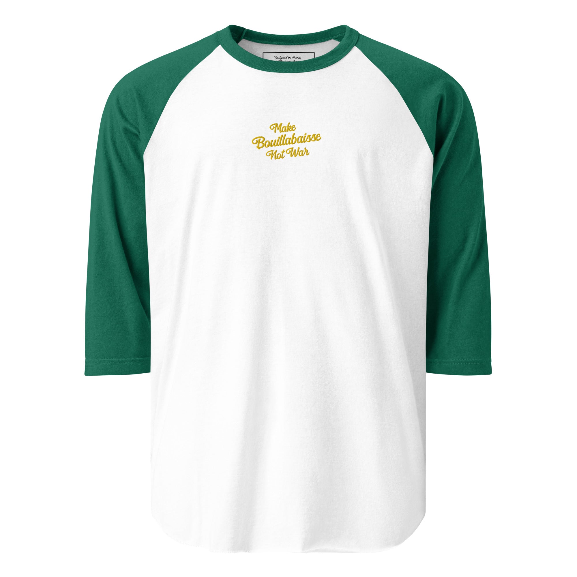 T-shirt à manches Raglan 3/4 Make Bouillabaisse Not War brodé gold