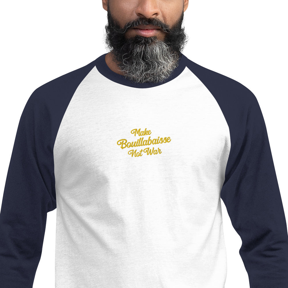 T-shirt à manches Raglan 3/4 Make Bouillabaisse Not War brodé gold
