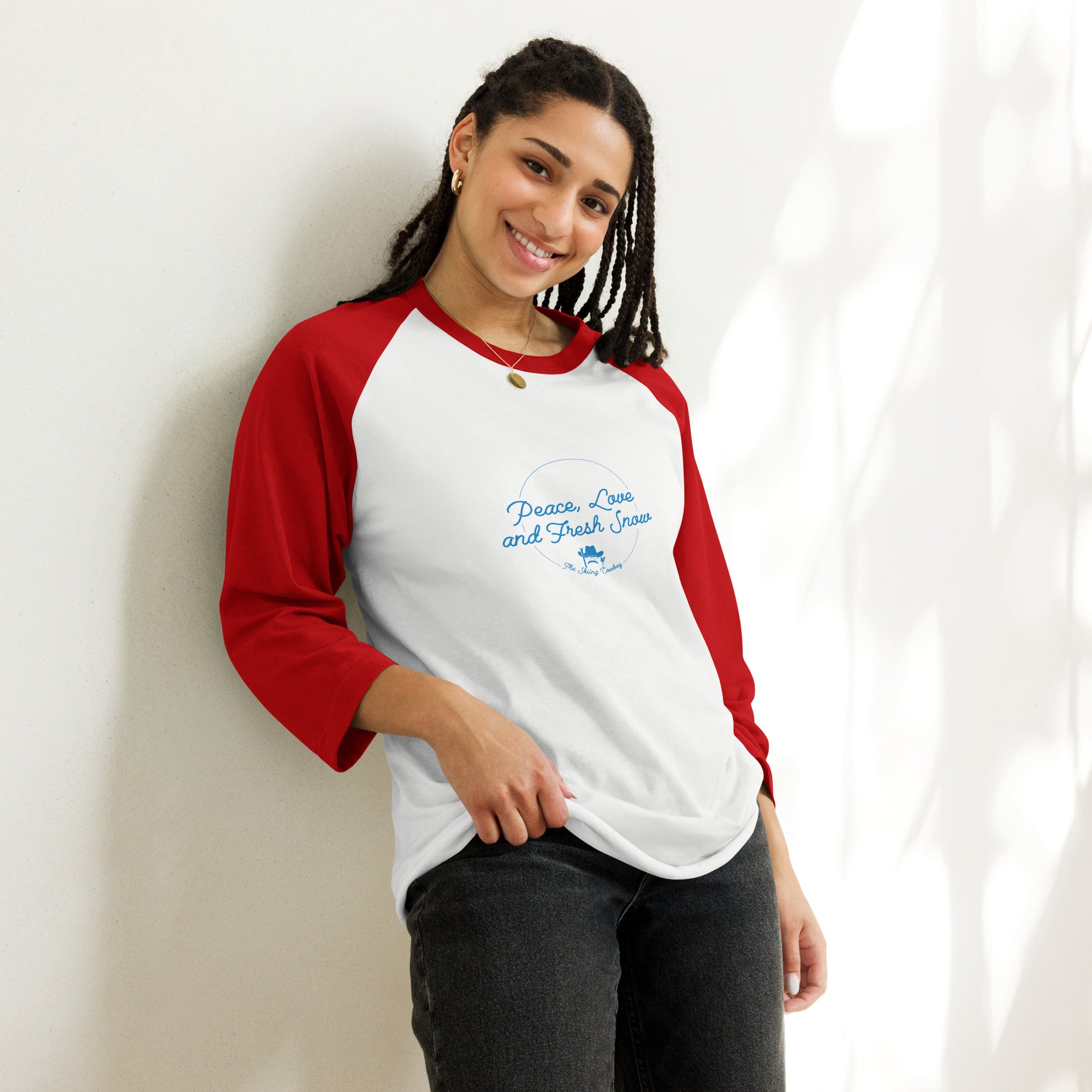 T-shirt à manches Raglan 3/4 Peace, Love and Fresh Snow