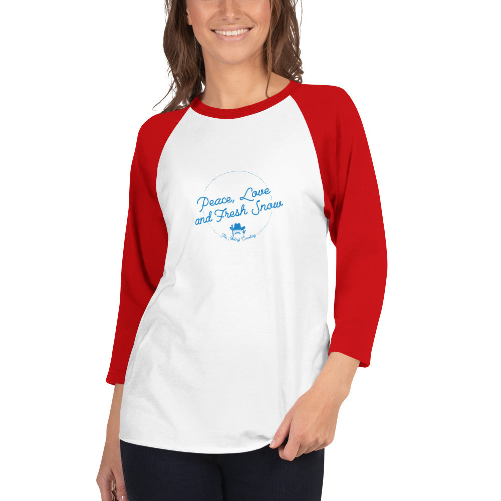 T-shirt à manches Raglan 3/4 Peace, Love and Fresh Snow