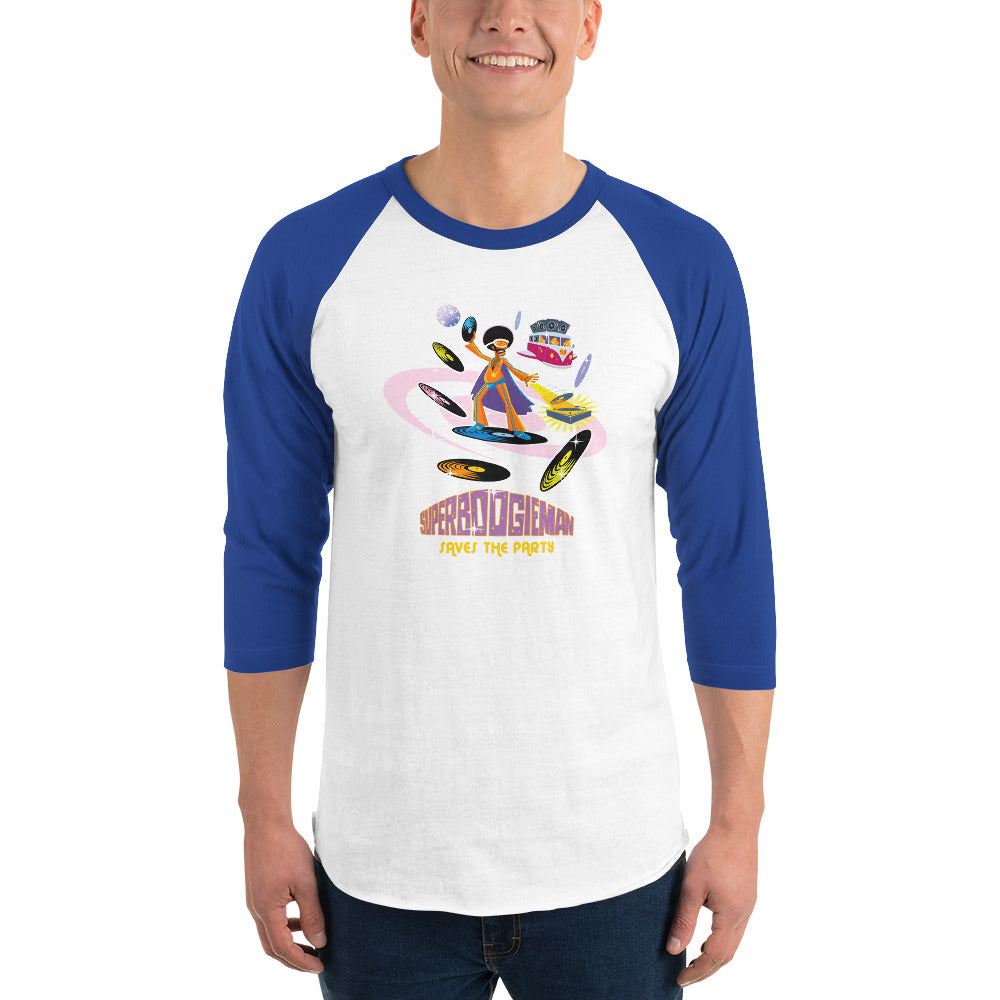 3/4 sleeve raglan t-shirt Superboogieman Saves the Party