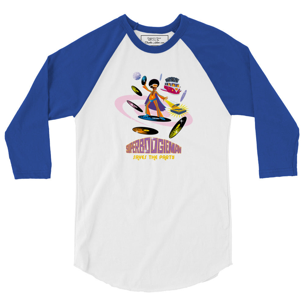 3/4 sleeve raglan t-shirt Superboogieman Saves the Party