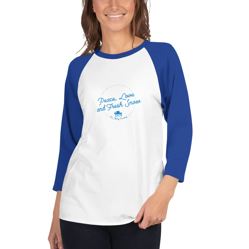T-shirt à manches Raglan 3/4 Peace, Love and Fresh Snow