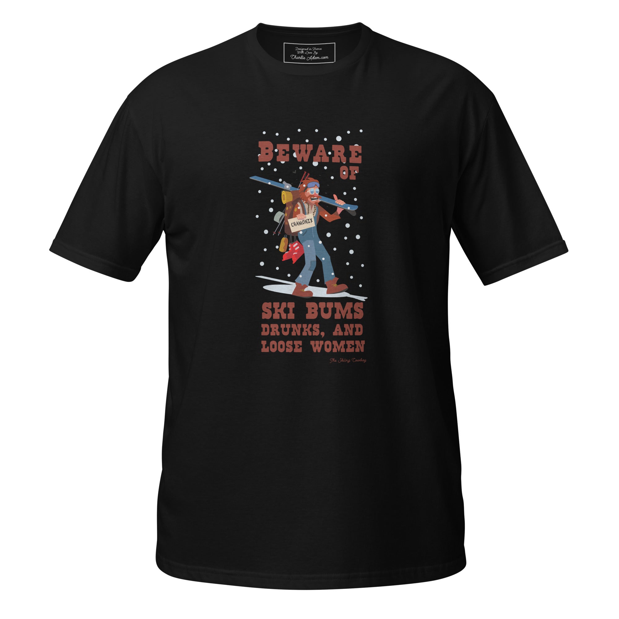 T-shirt softstyle en coton Beware of ski bums, drunks and loose women