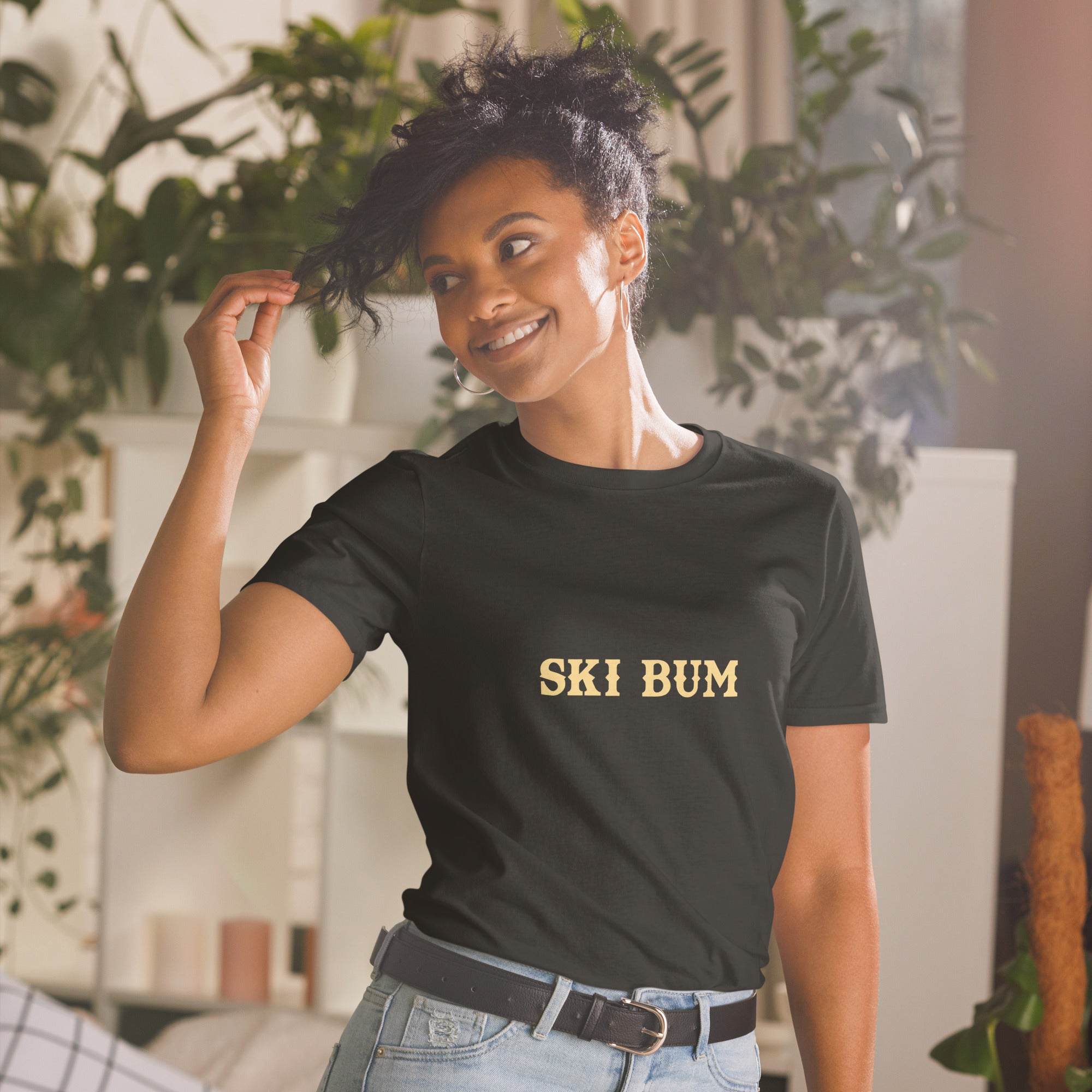 Softstyle Cotton T-Shirt Ski Bum light text