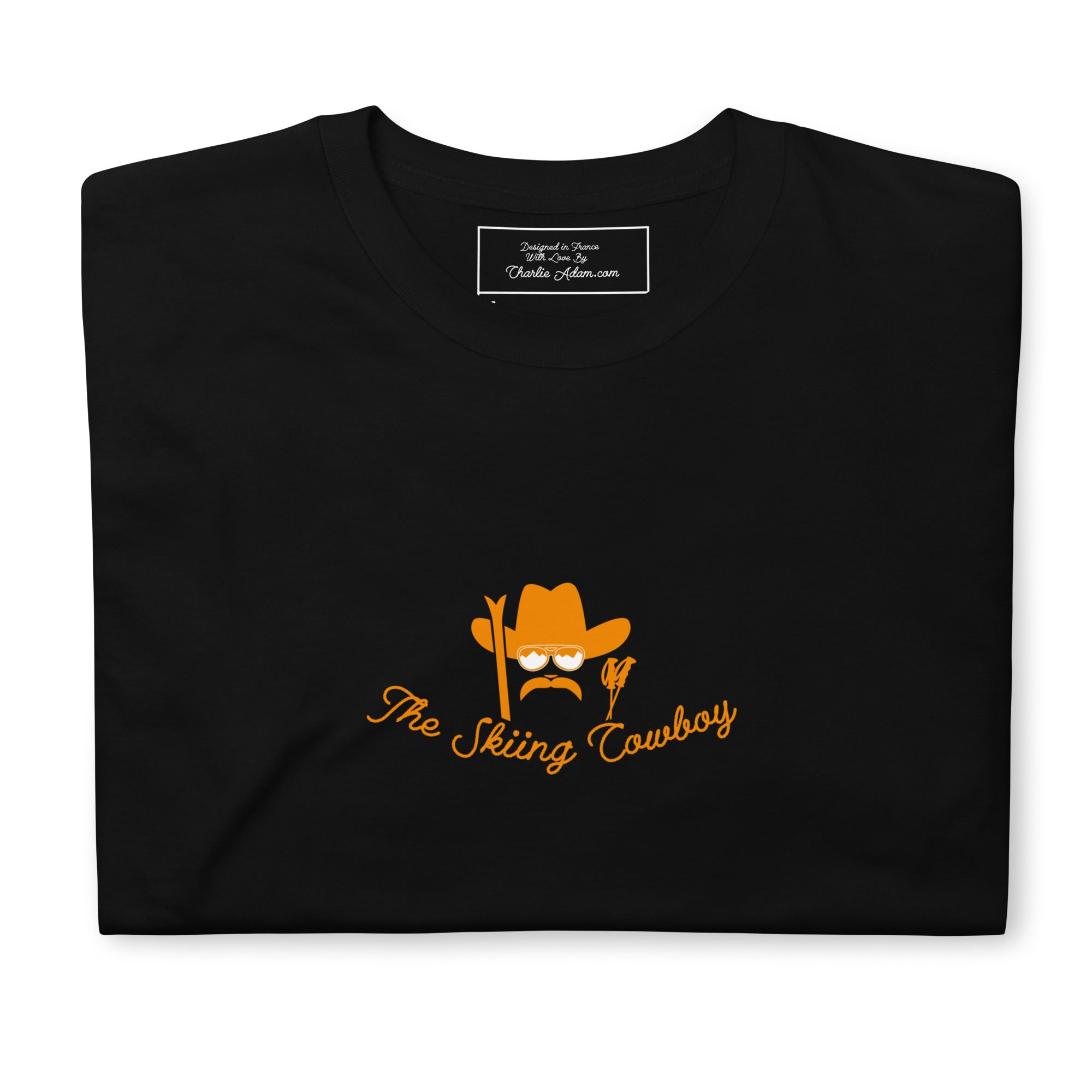 T-shirt softstyle en coton Skiing Cowboy (face) & Ski Fight at OK Corral Outline (dos)