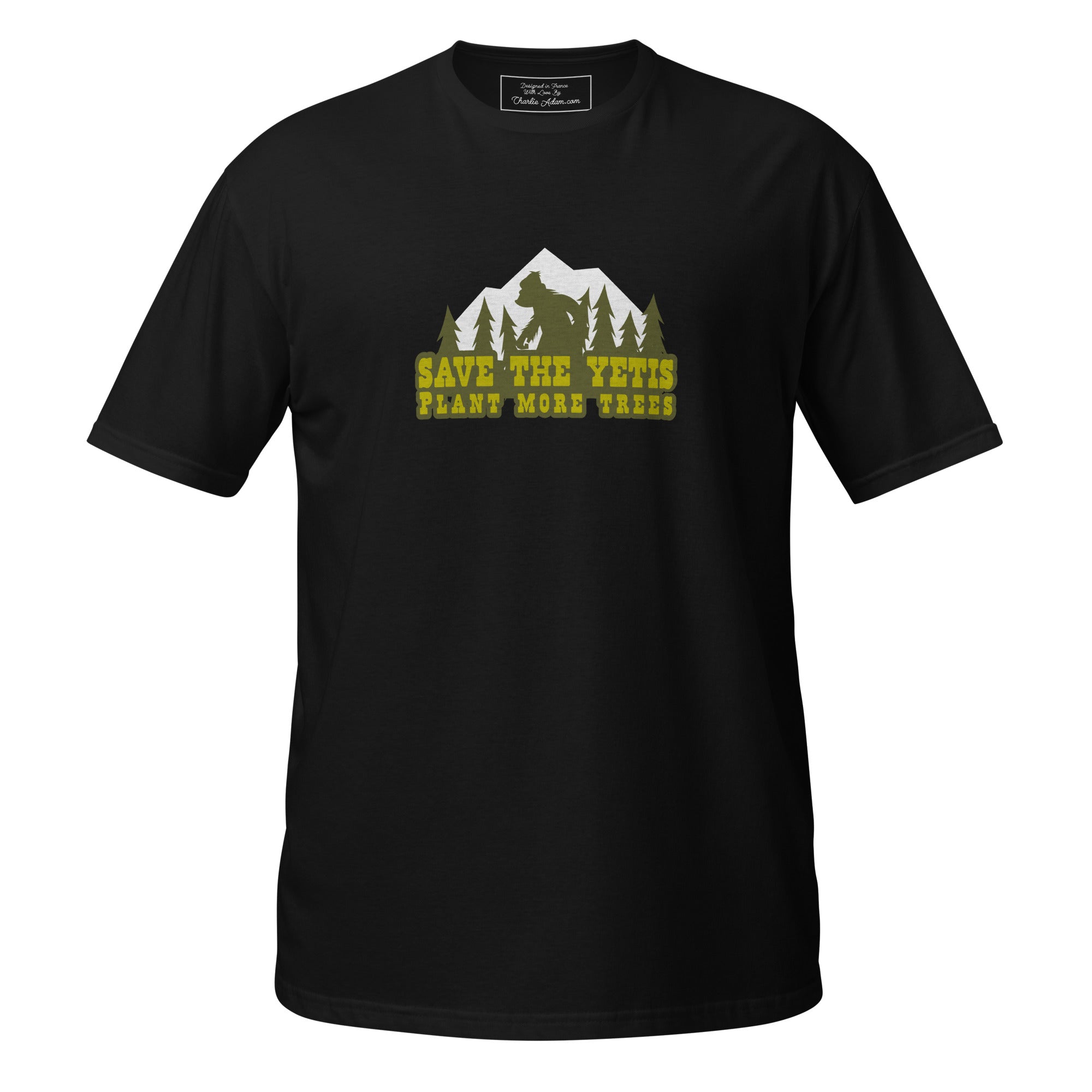 T-shirt softstyle en coton Save the Yetis Plant more Trees (face & dos)