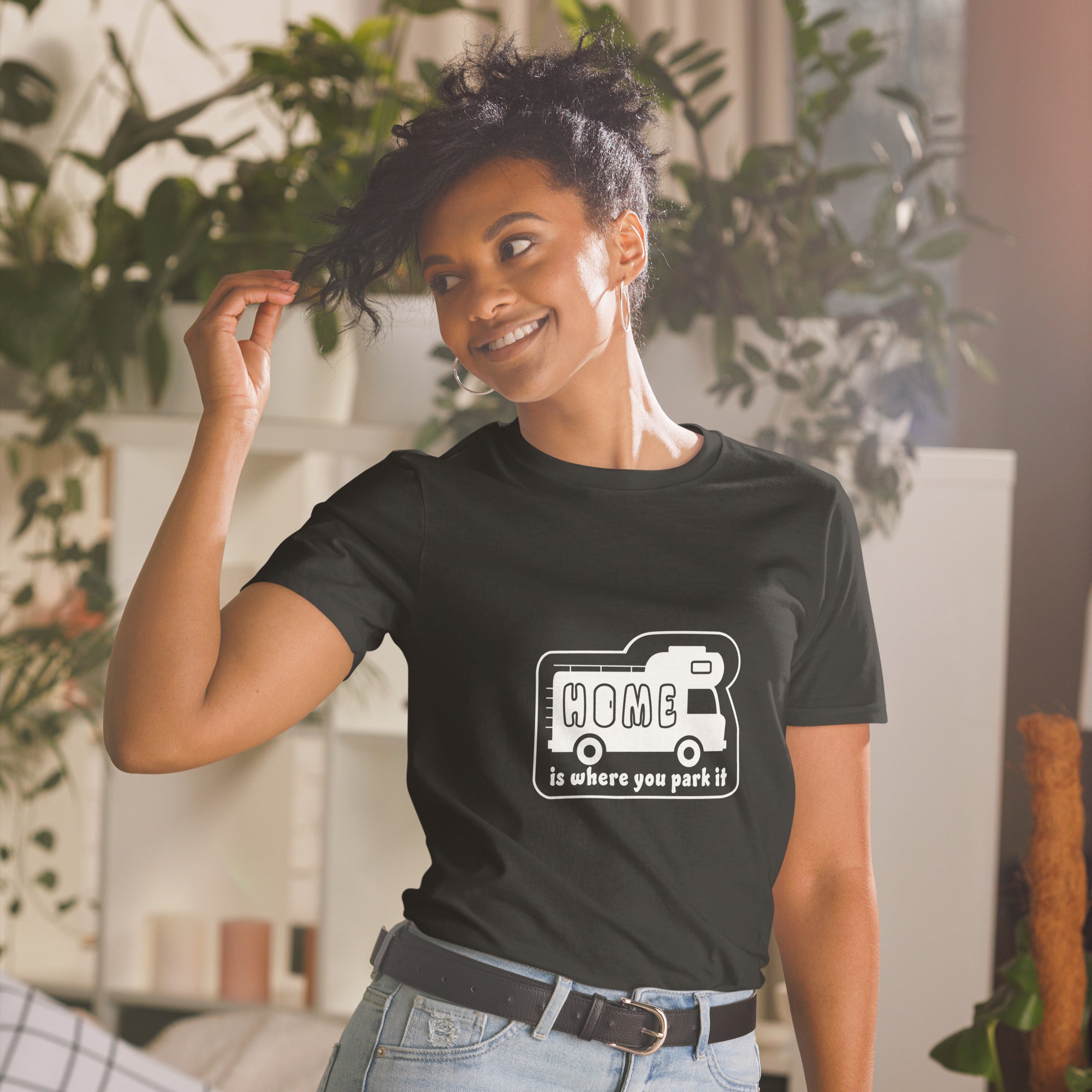 Softstyle Cotton T-Shirt White Camper Van Home is where you park it