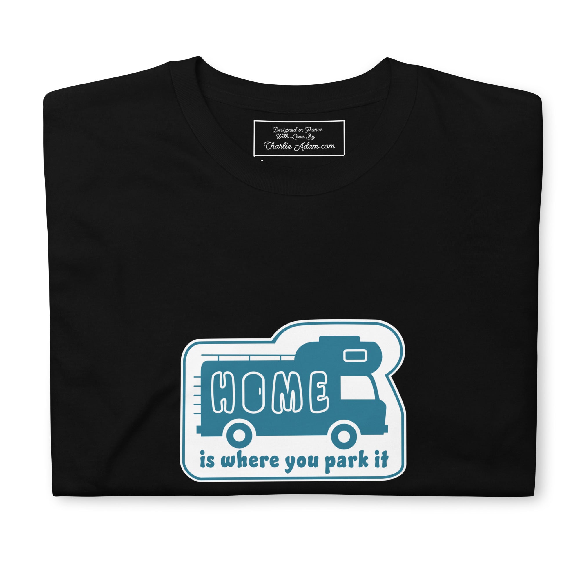 Softstyle Cotton T-Shirt Blue Camper Van Home is where you park it