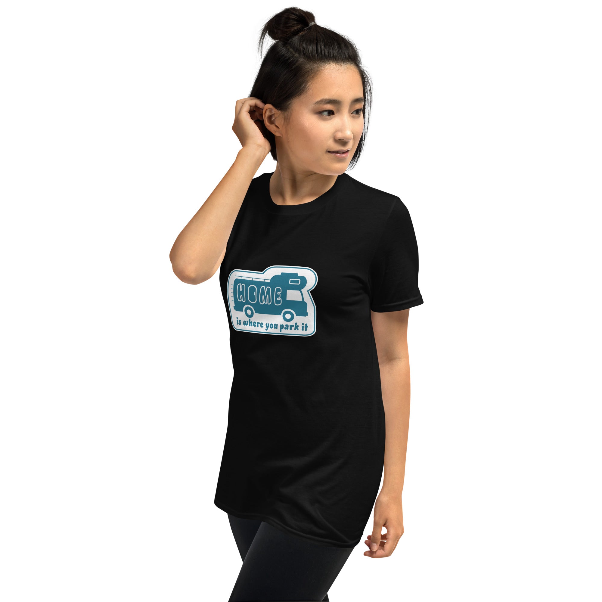 Softstyle Cotton T-Shirt Blue Camper Van Home is where you park it