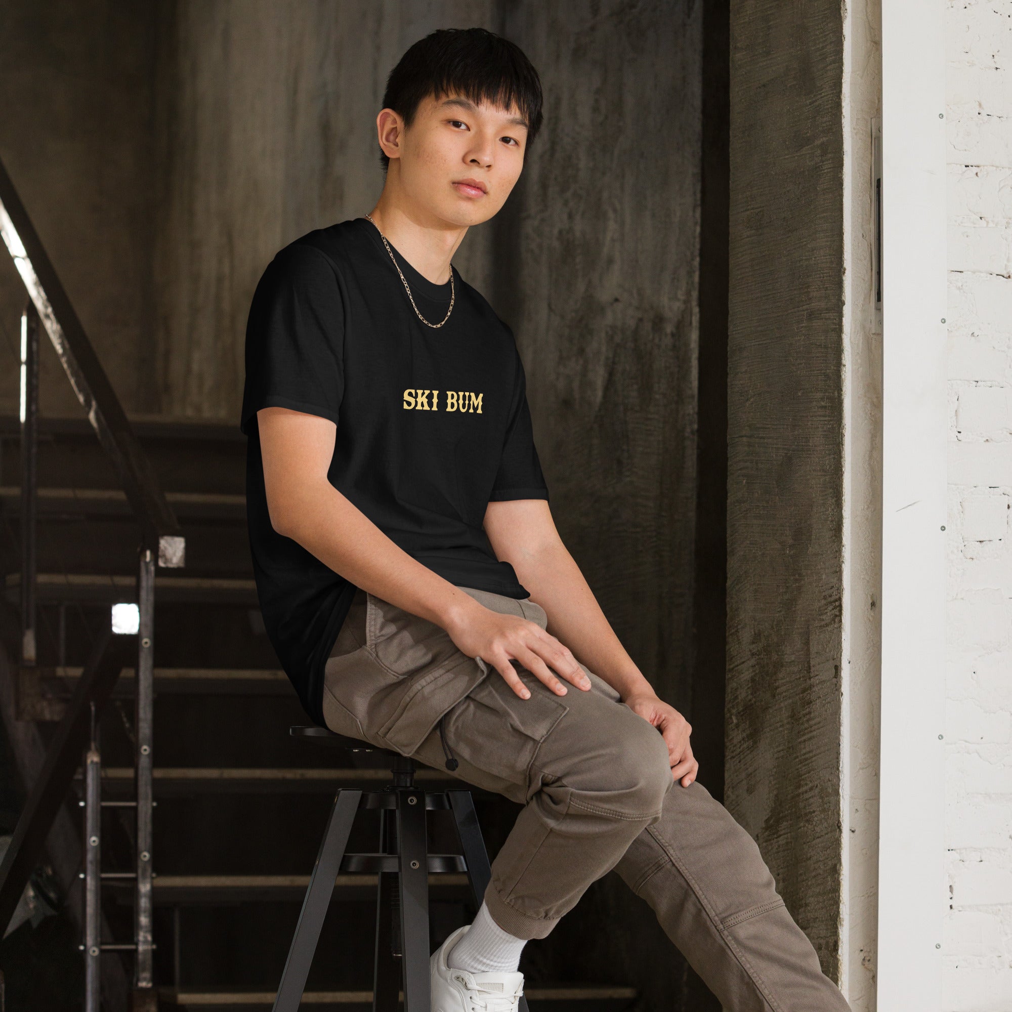Softstyle Cotton T-Shirt Ski Bum light text
