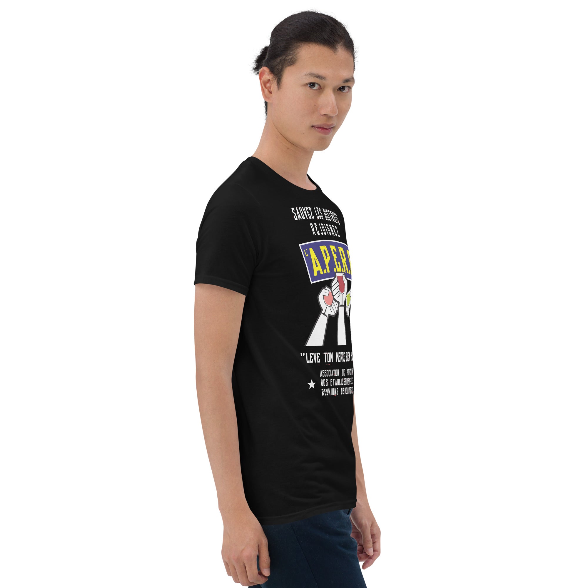 T-shirt softstyle en coton Sauvez les Bistrots, rejoignez l'Apéro sur couleurs foncées