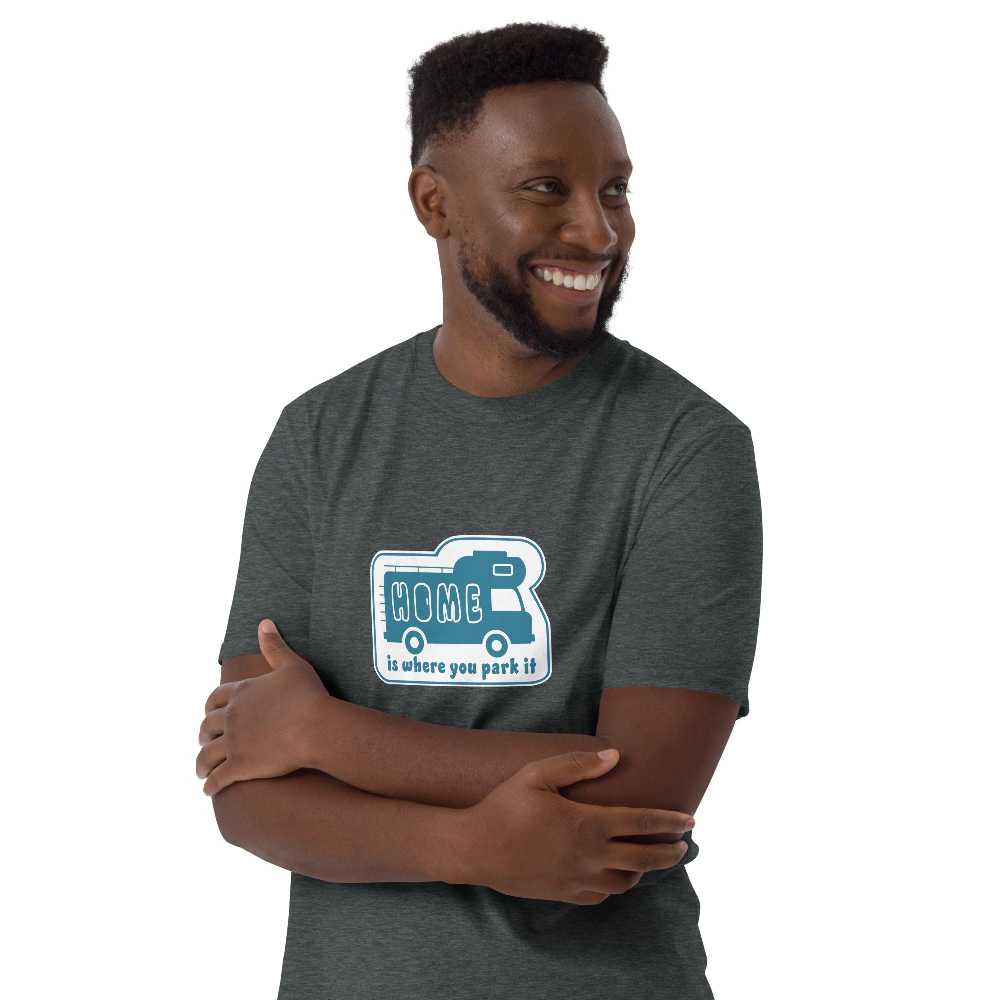 Softstyle Cotton T-Shirt Blue Camper Van Home is where you park it