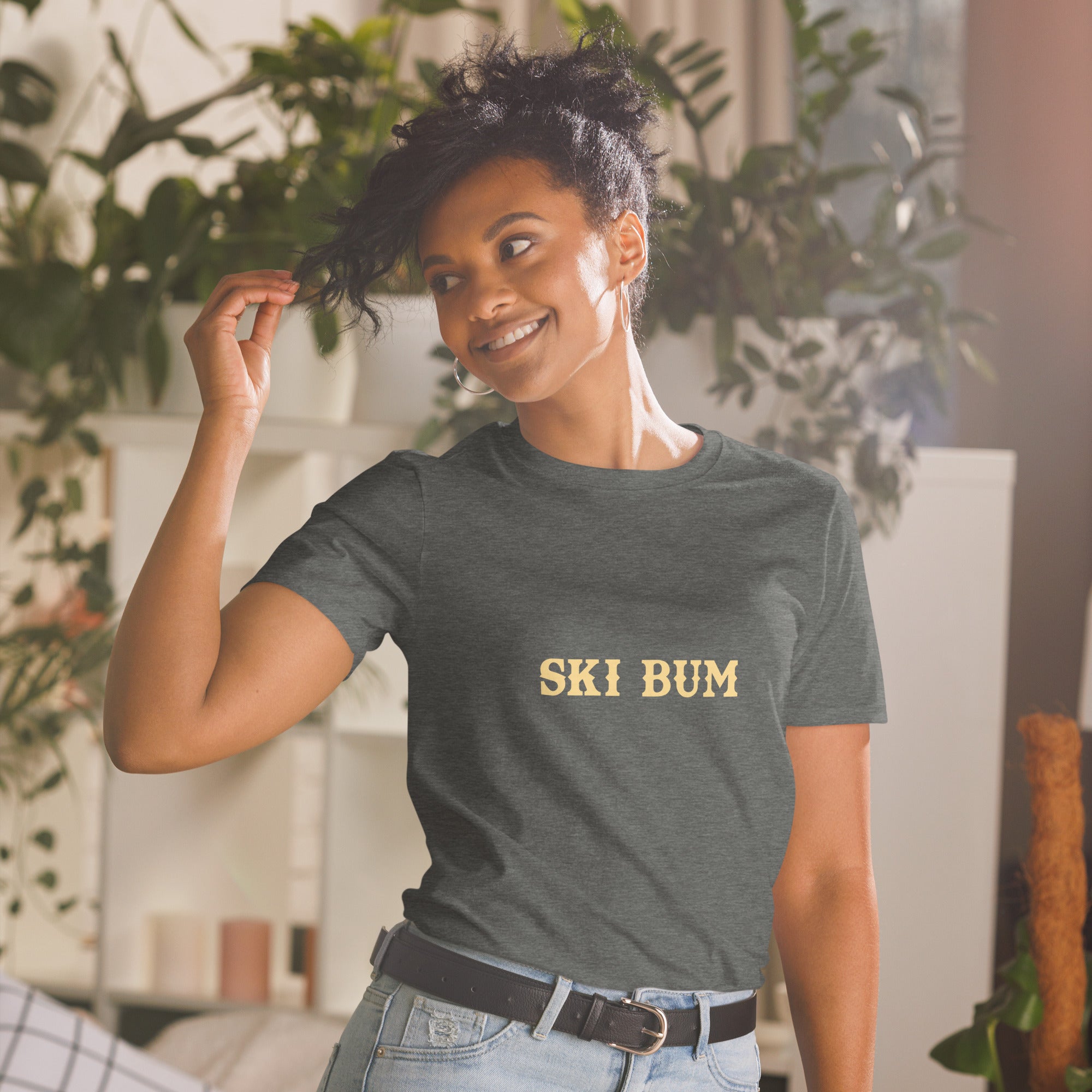 Softstyle Cotton T-Shirt Ski Bum light text