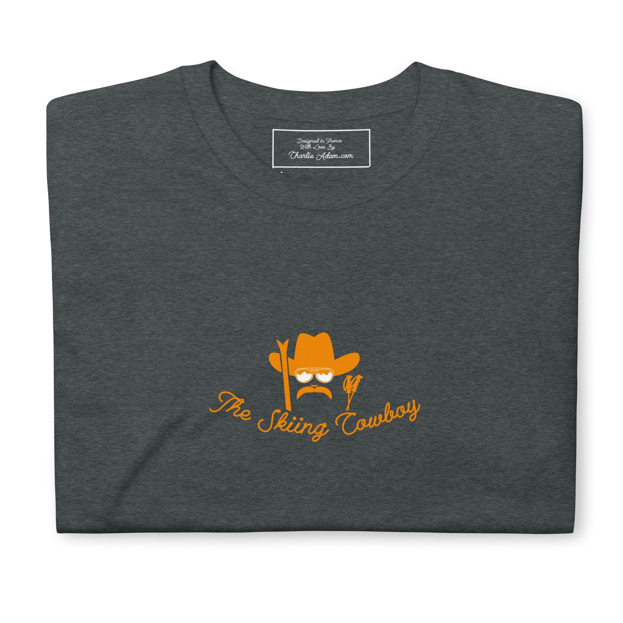 T-shirt softstyle en coton Skiing Cowboy (face) & Ski Fight at OK Corral Outline (dos)