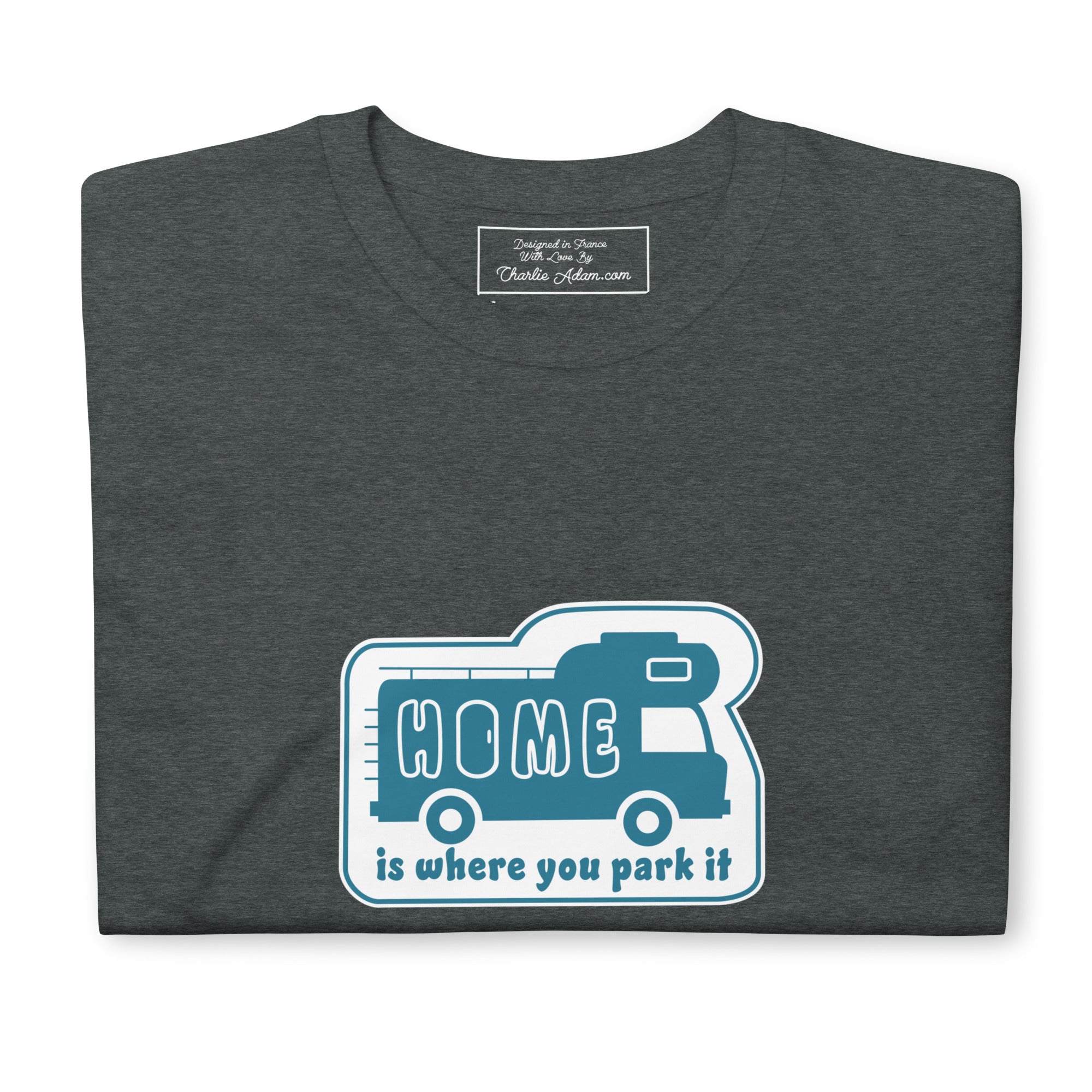 Softstyle Cotton T-Shirt Blue Camper Van Home is where you park it