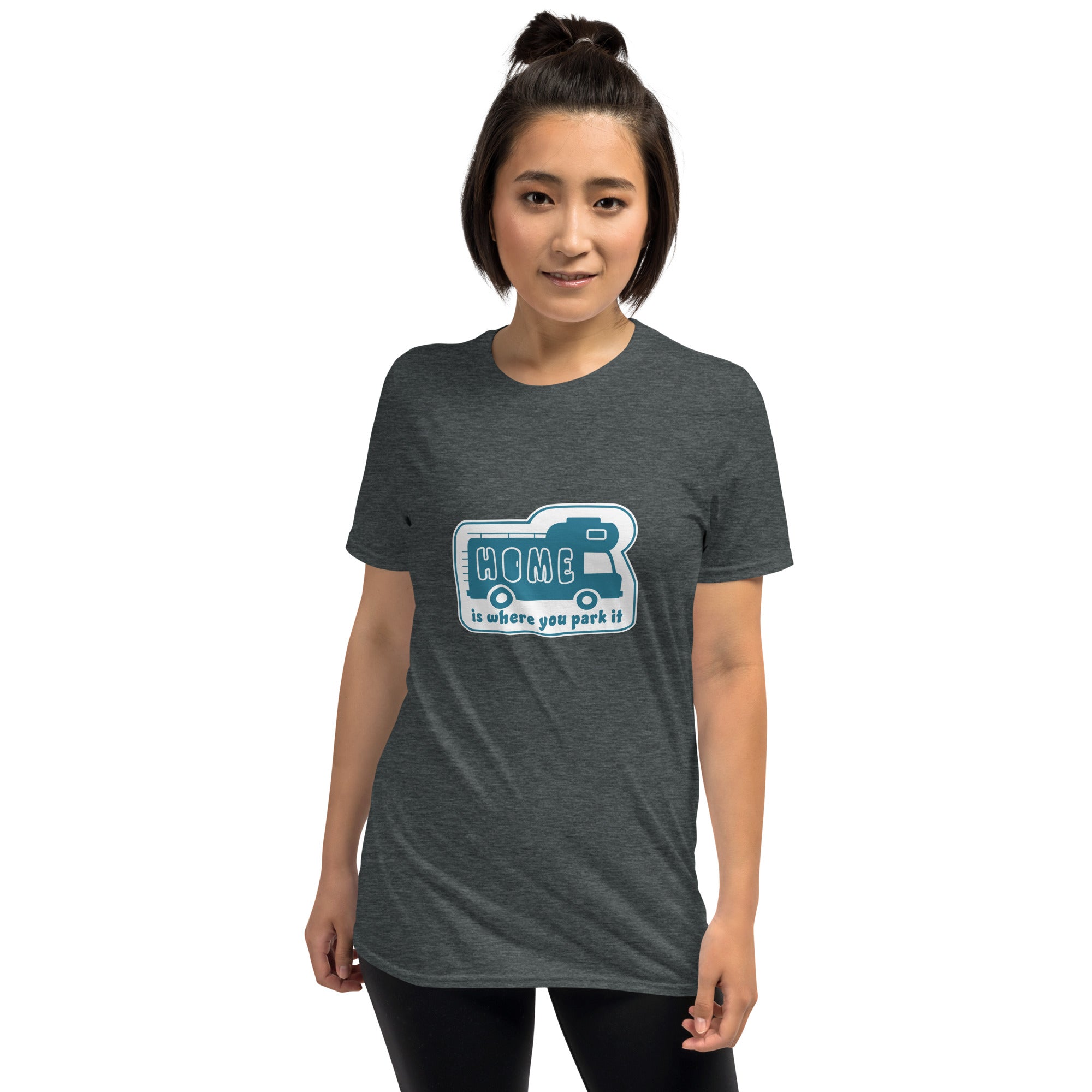 Softstyle Cotton T-Shirt Blue Camper Van Home is where you park it