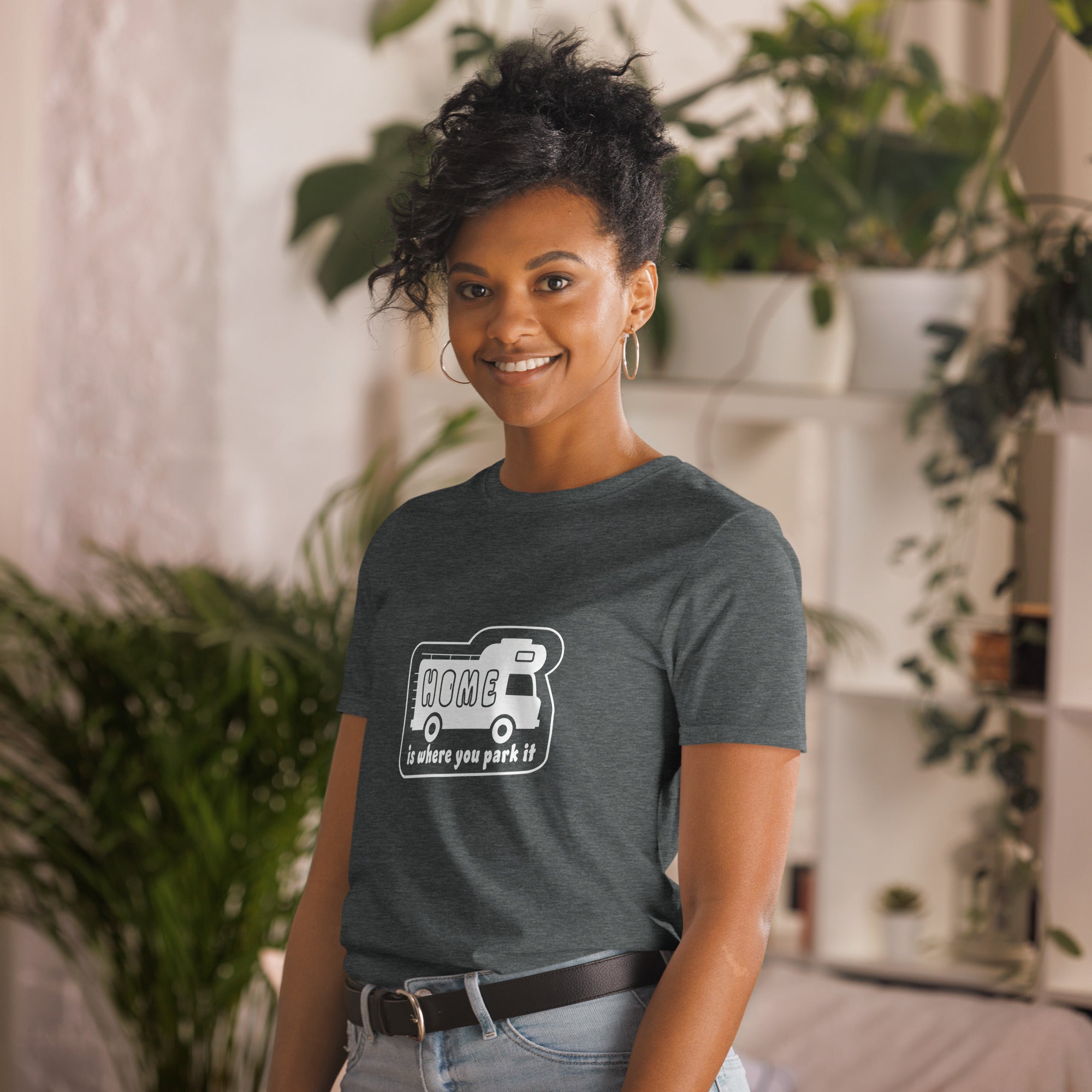 Softstyle Cotton T-Shirt White Camper Van Home is where you park it