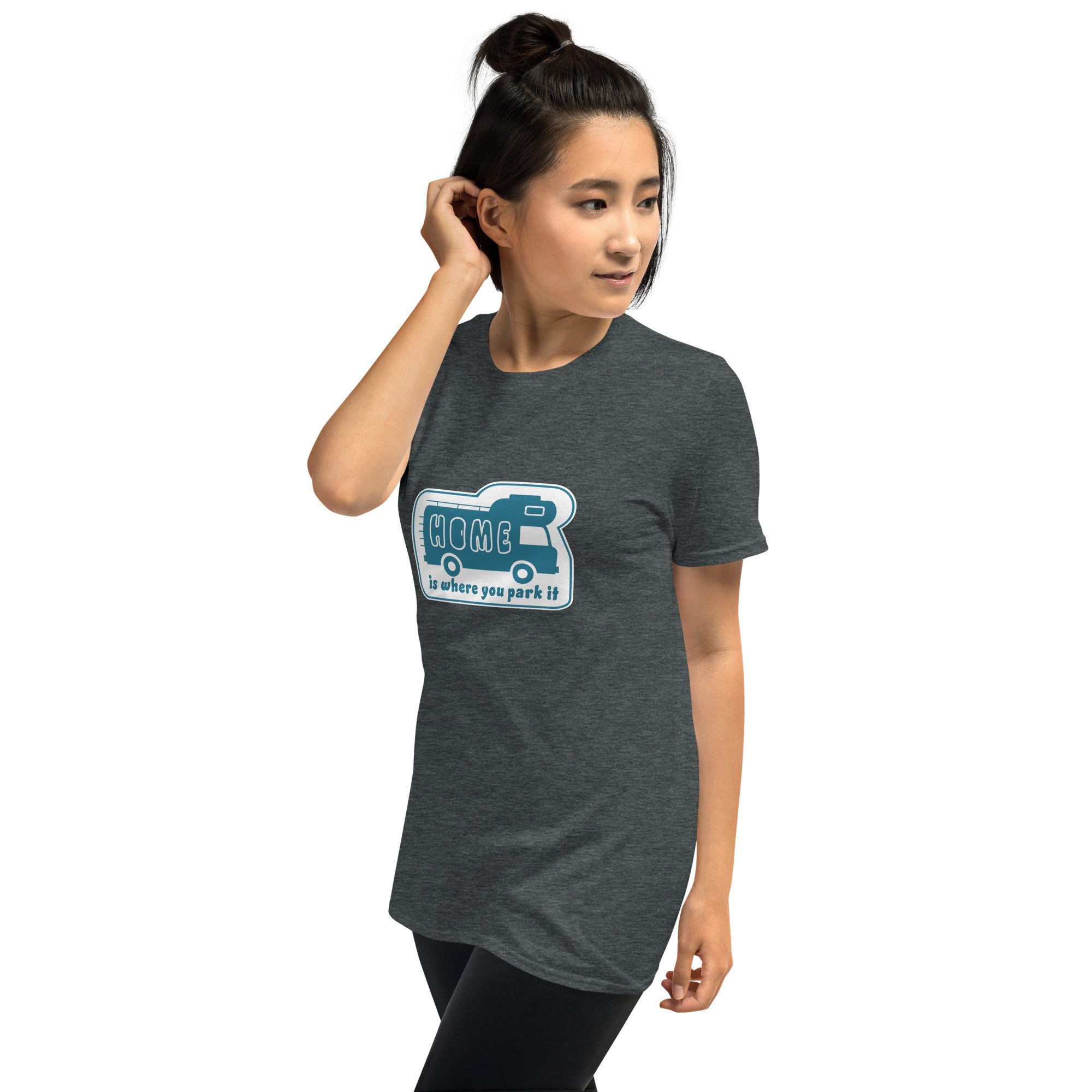 Softstyle Cotton T-Shirt Blue Camper Van Home is where you park it