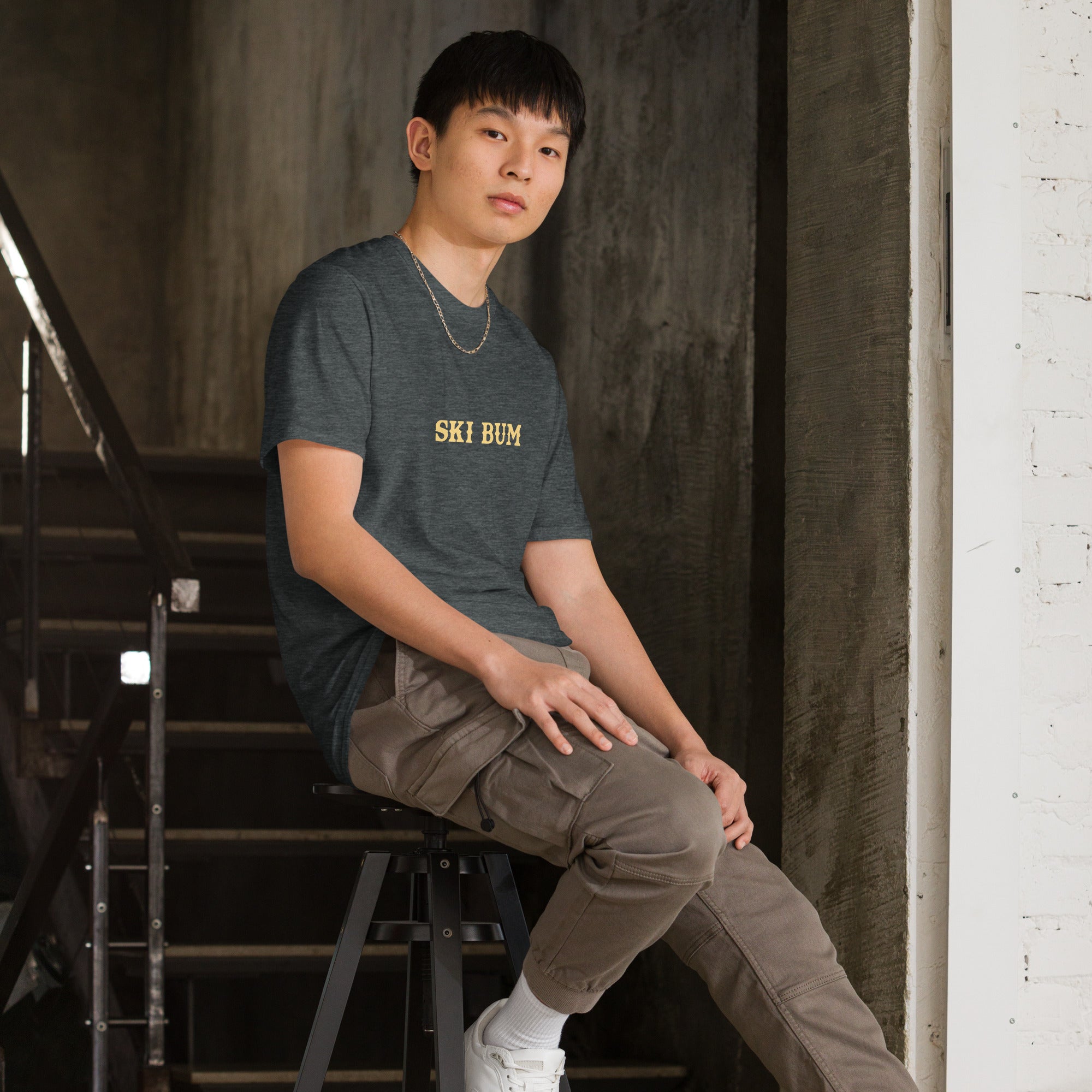 Softstyle Cotton T-Shirt Ski Bum light text