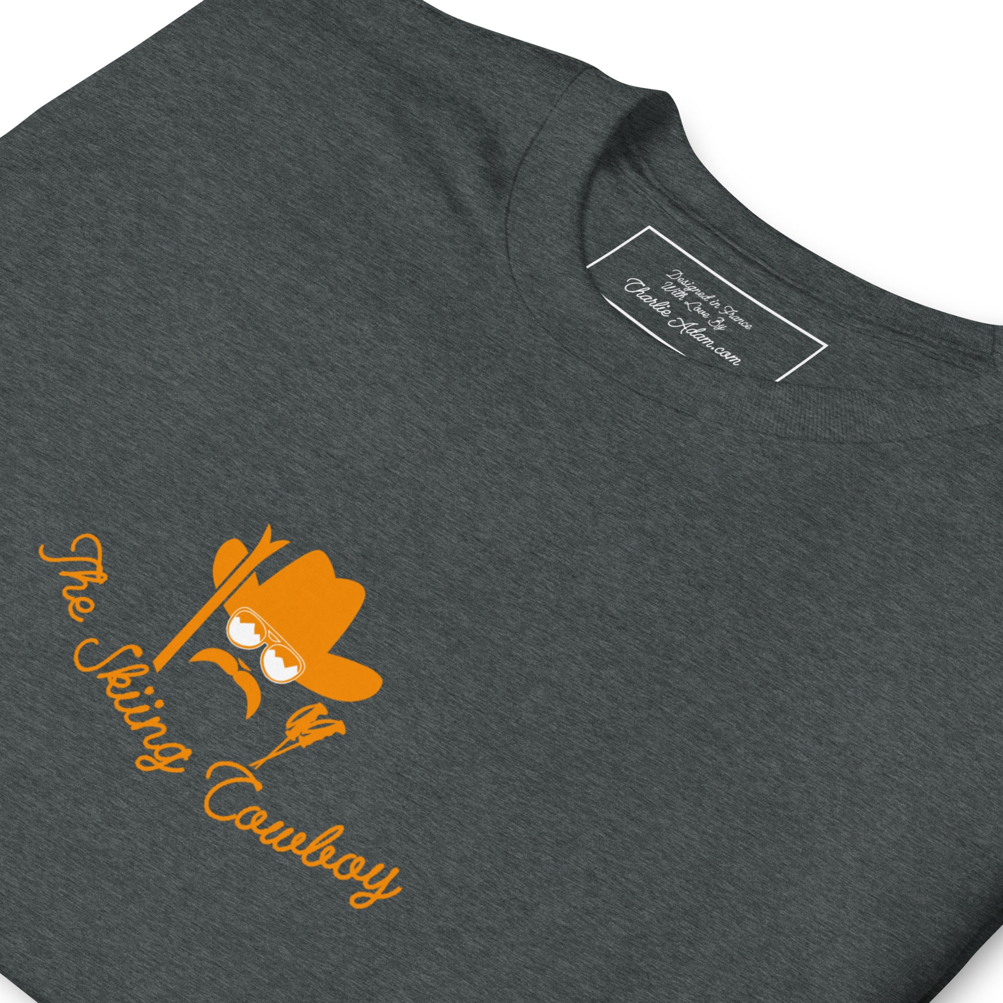 T-shirt softstyle en coton Skiing Cowboy (face) & Ski Fight at OK Corral Outline (dos)