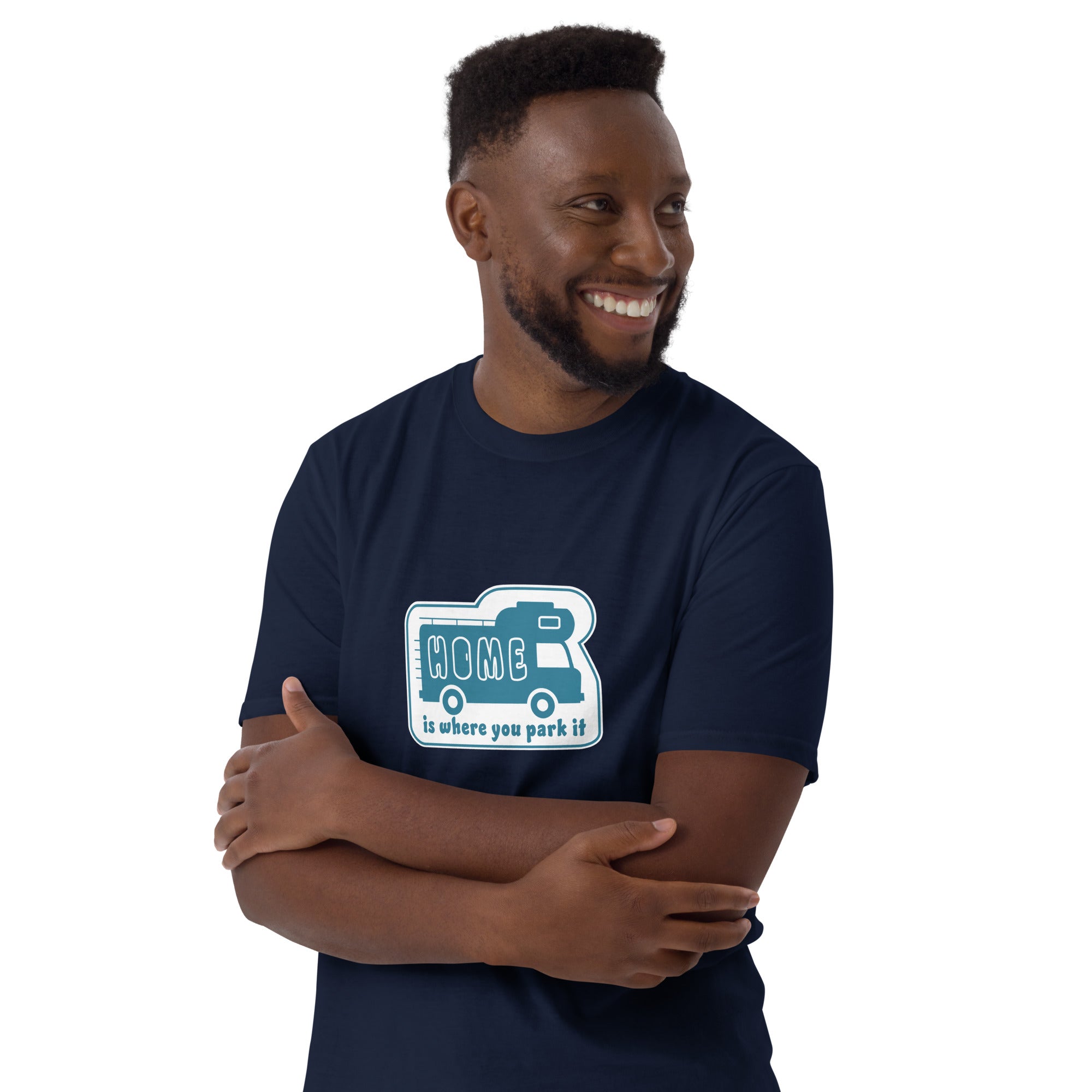 Softstyle Cotton T-Shirt Blue Camper Van Home is where you park it