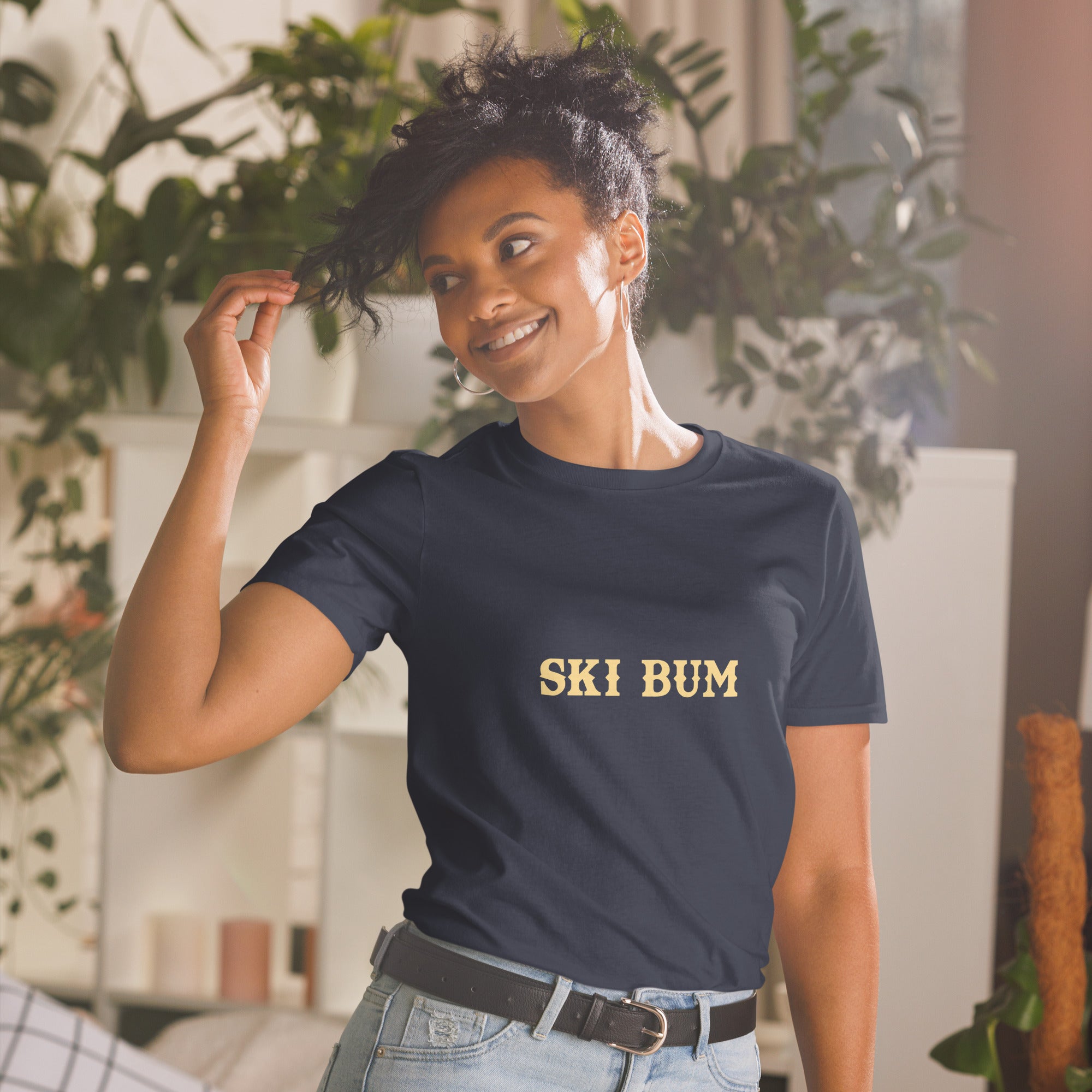 Softstyle Cotton T-Shirt Ski Bum light text