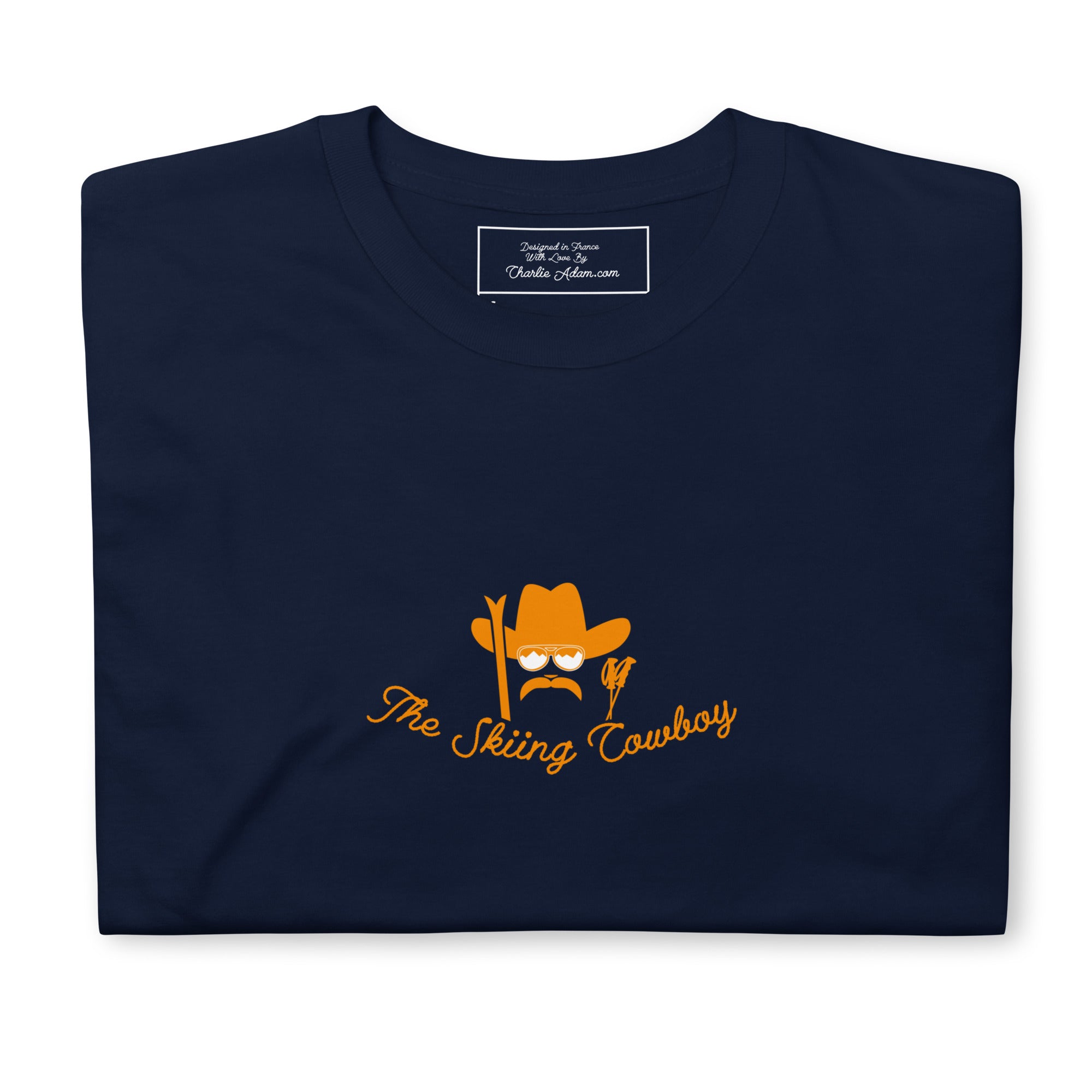 T-shirt softstyle en coton Skiing Cowboy (face) & Ski Fight at OK Corral Outline (dos)