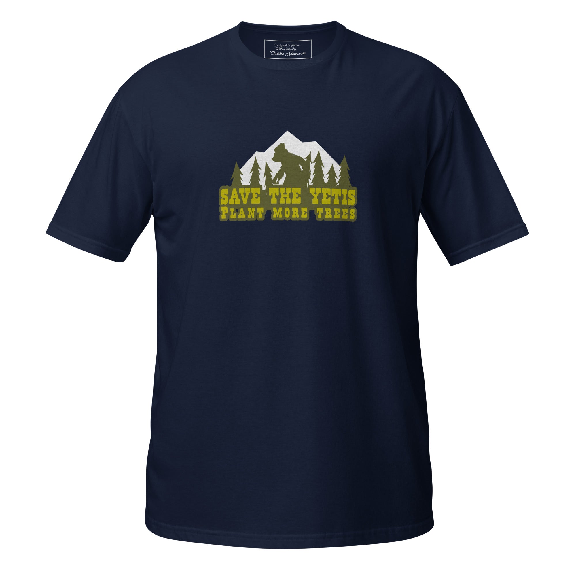 T-shirt softstyle en coton Save the Yetis Plant more Trees (face & dos)