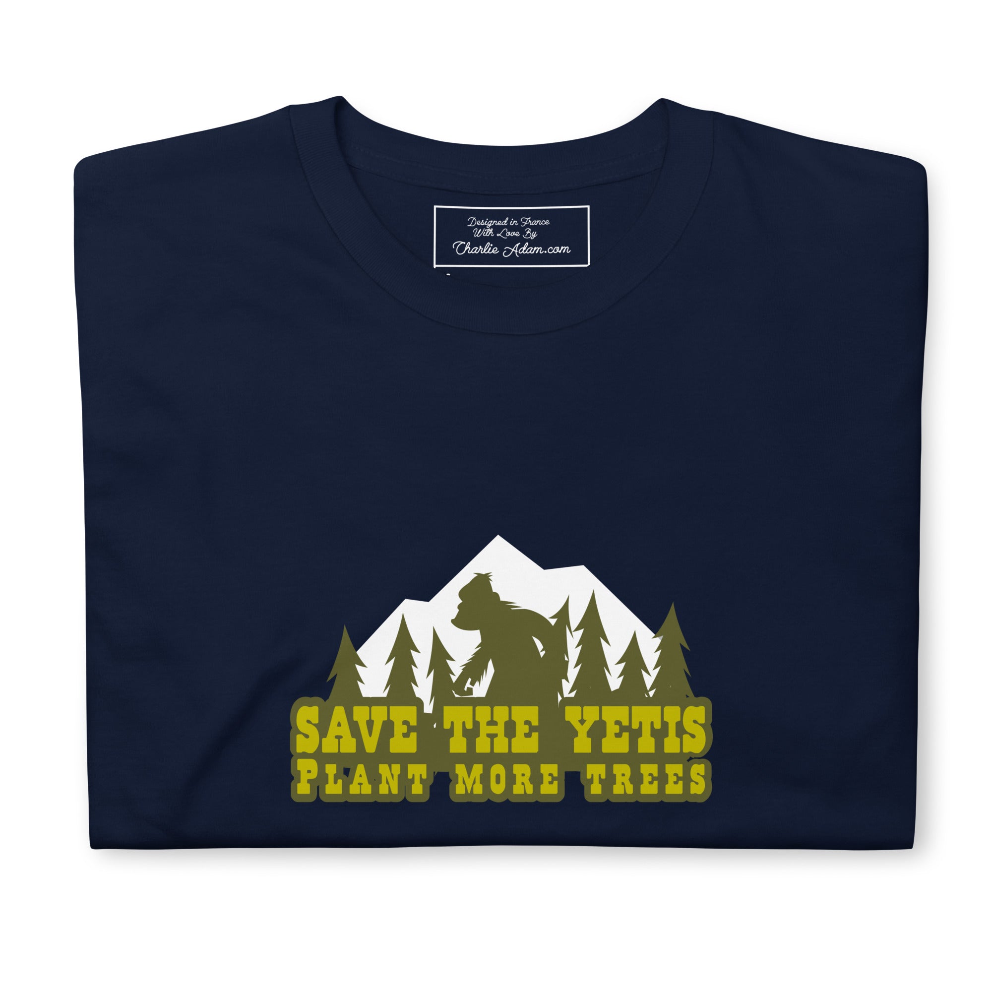 T-shirt softstyle en coton Save the Yetis Plant more Trees (face & dos)
