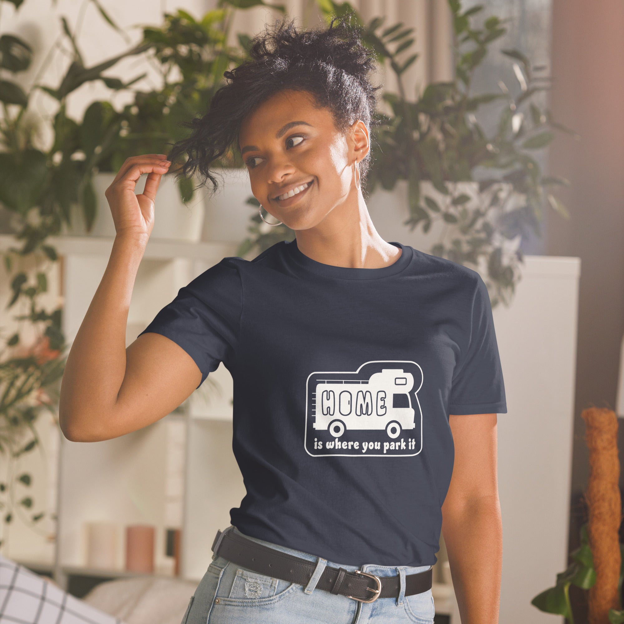 Softstyle Cotton T-Shirt White Camper Van Home is where you park it