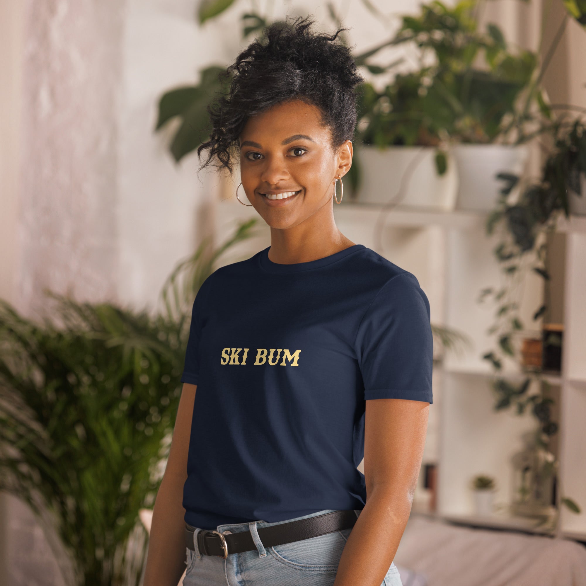 Softstyle Cotton T-Shirt Ski Bum light text
