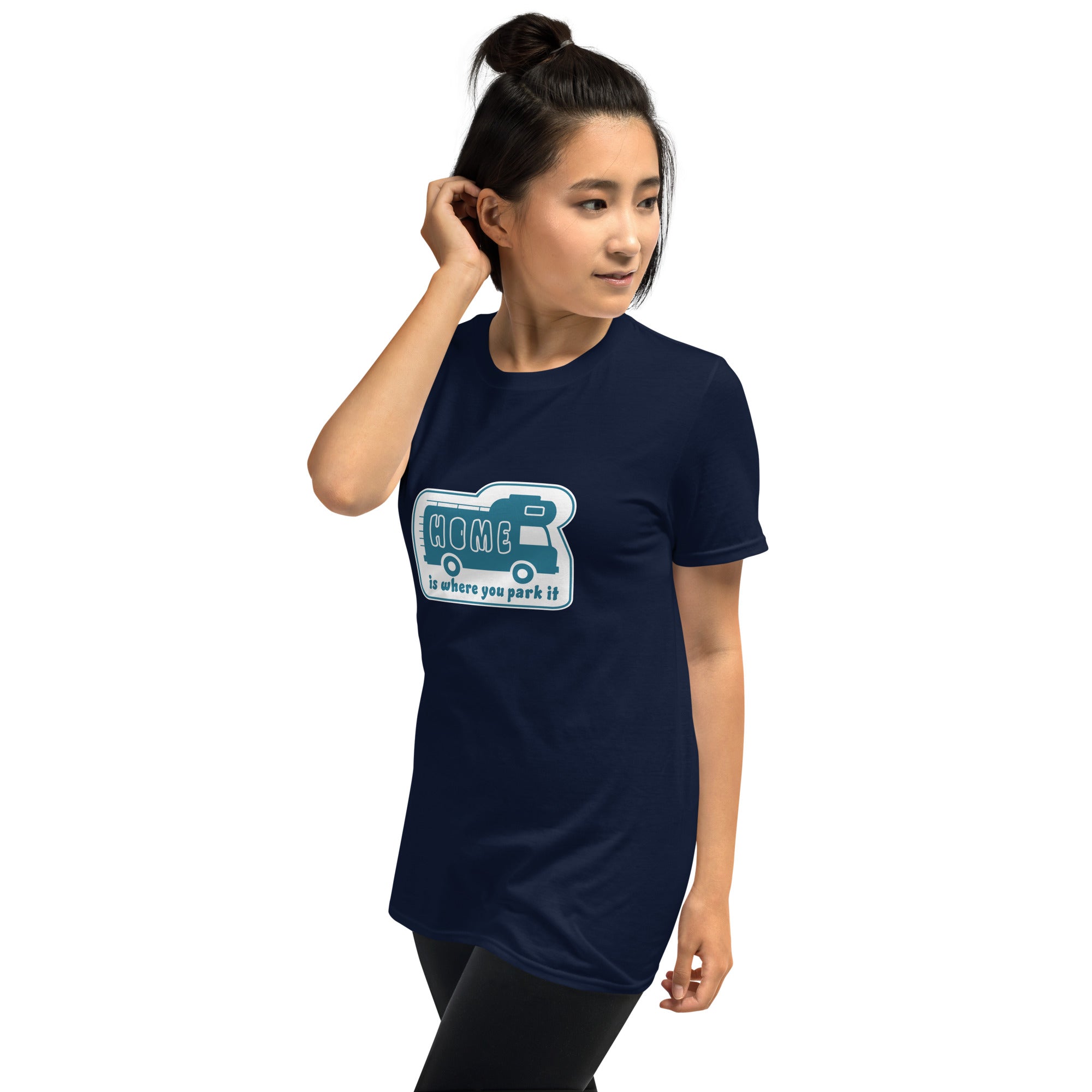 Softstyle Cotton T-Shirt Blue Camper Van Home is where you park it