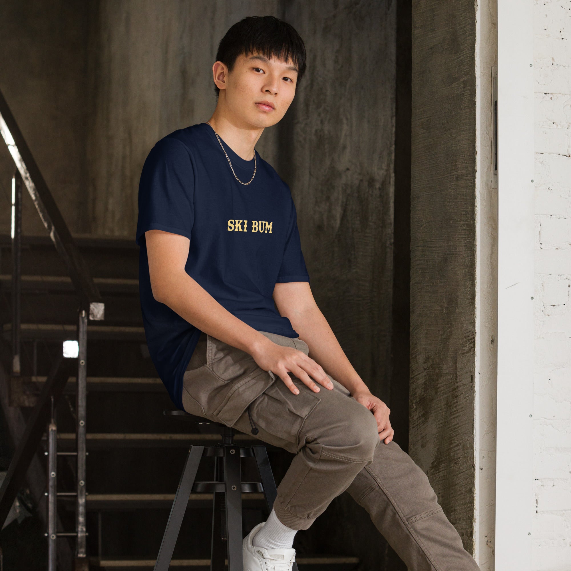 Softstyle Cotton T-Shirt Ski Bum light text