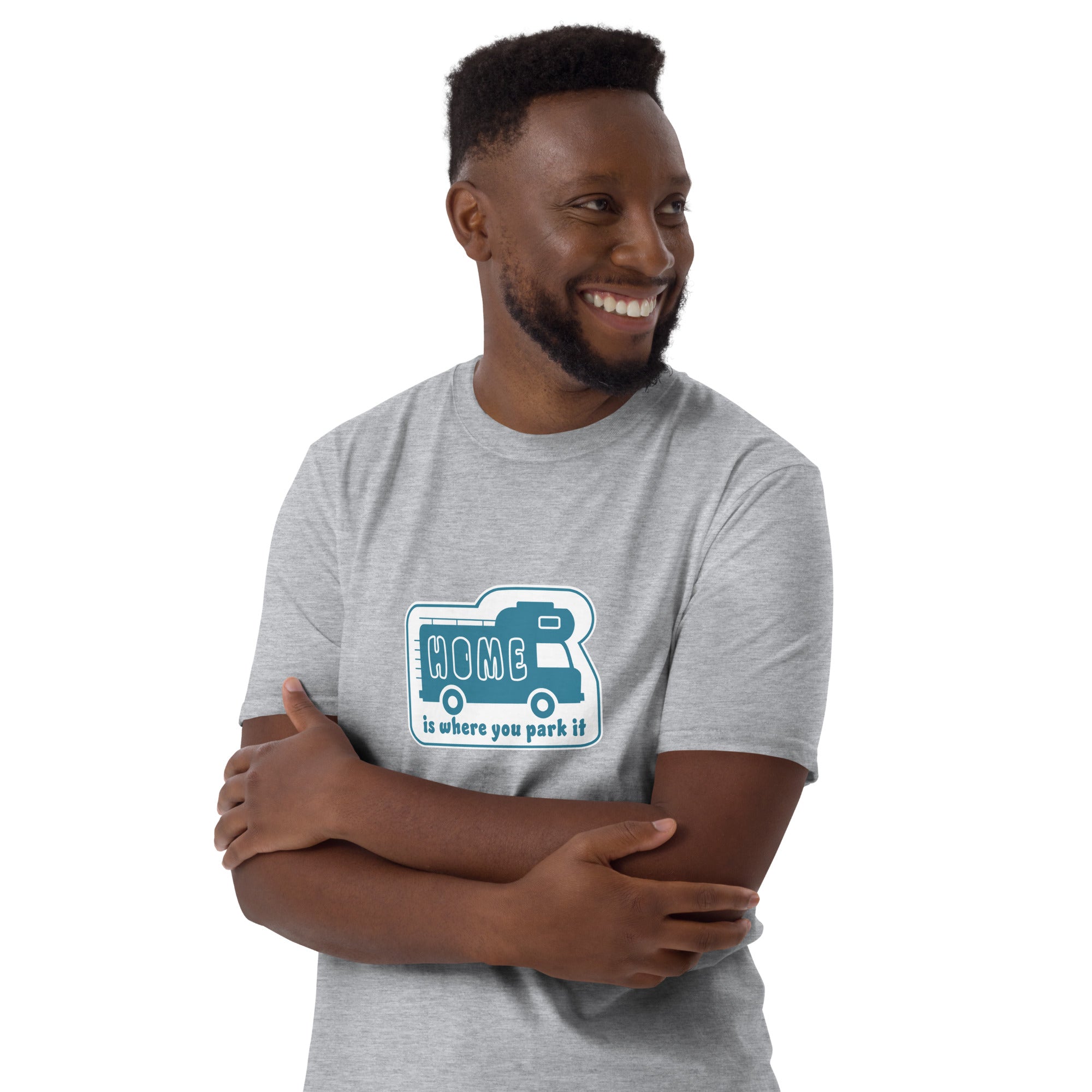 Softstyle Cotton T-Shirt Blue Camper Van Home is where you park it