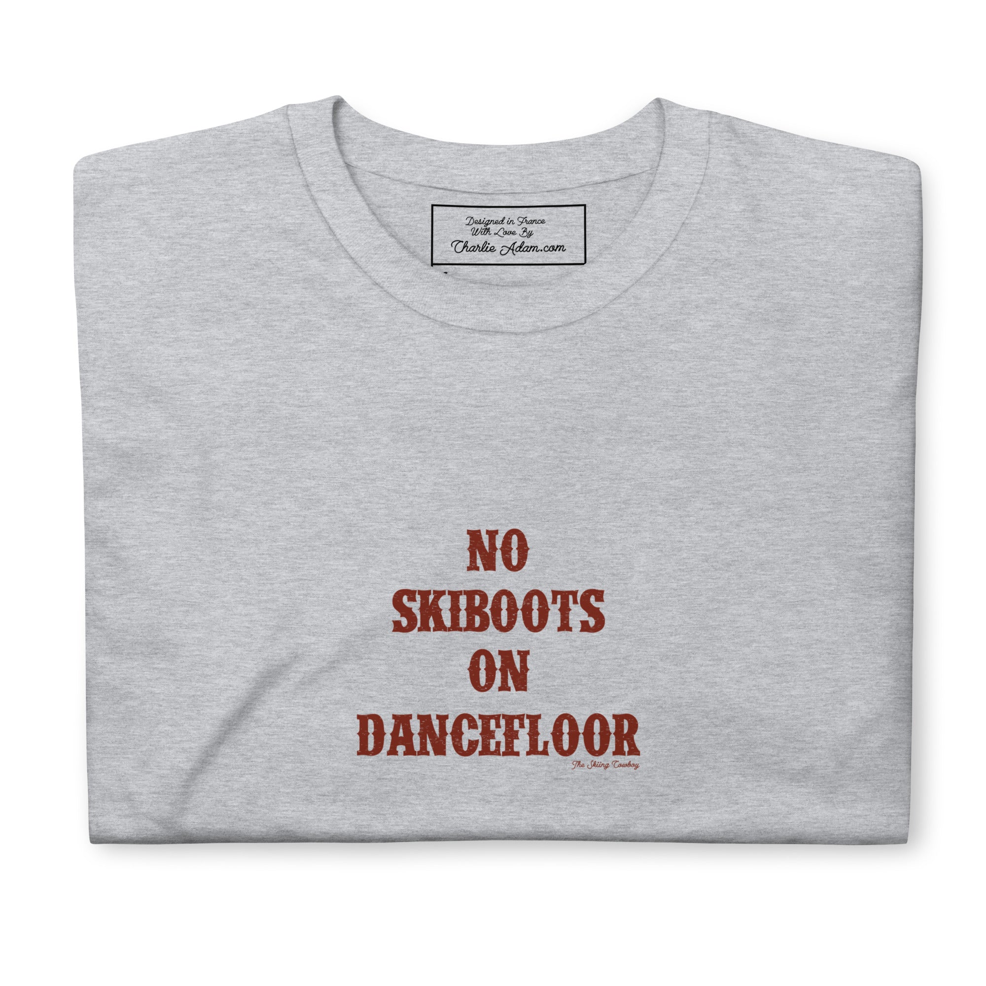 T-shirt softstyle en coton No Skiboots on Dancefloor sur fond clair
