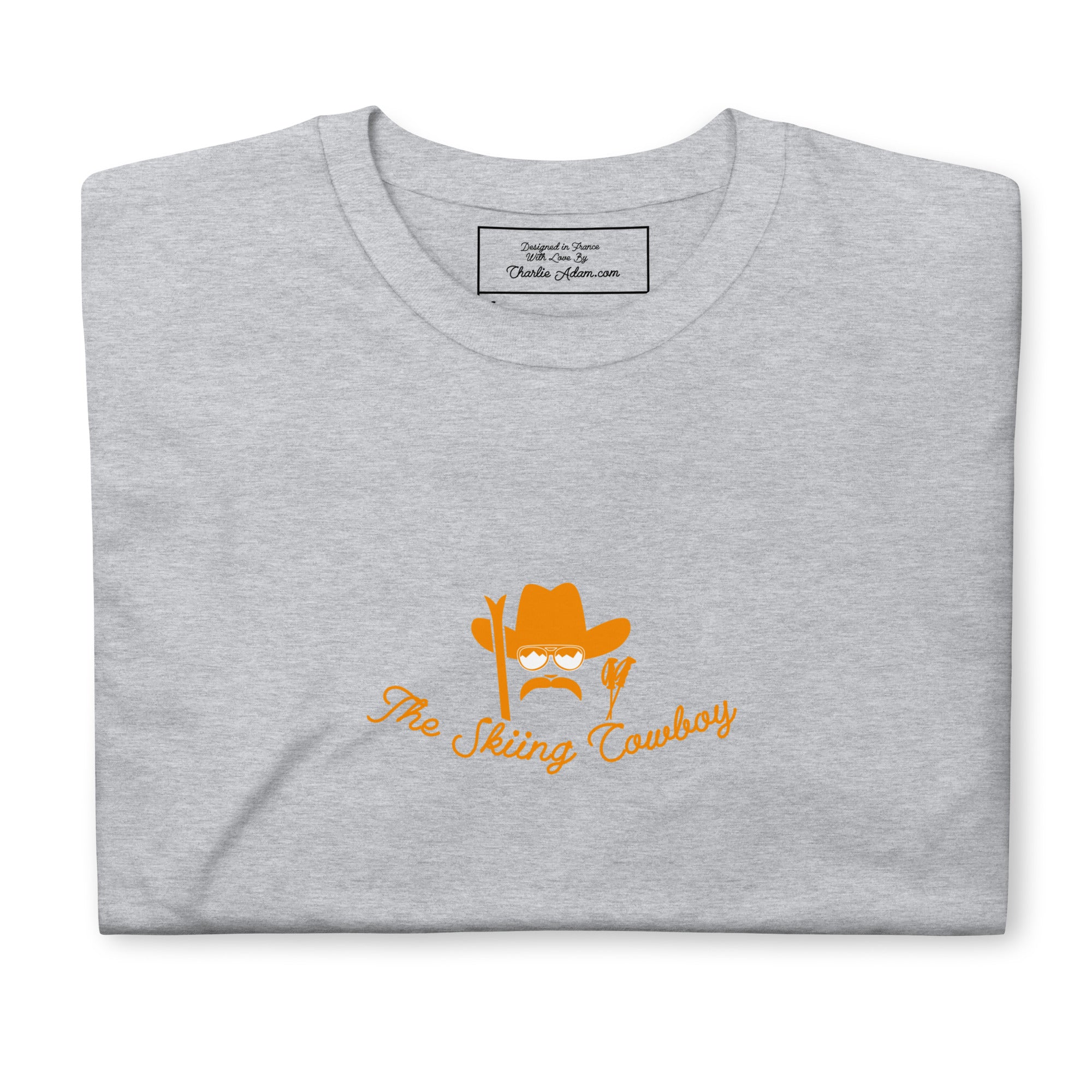 T-shirt softstyle en coton Skiing Cowboy (face) & Ski Fight at OK Corral Outline (dos)