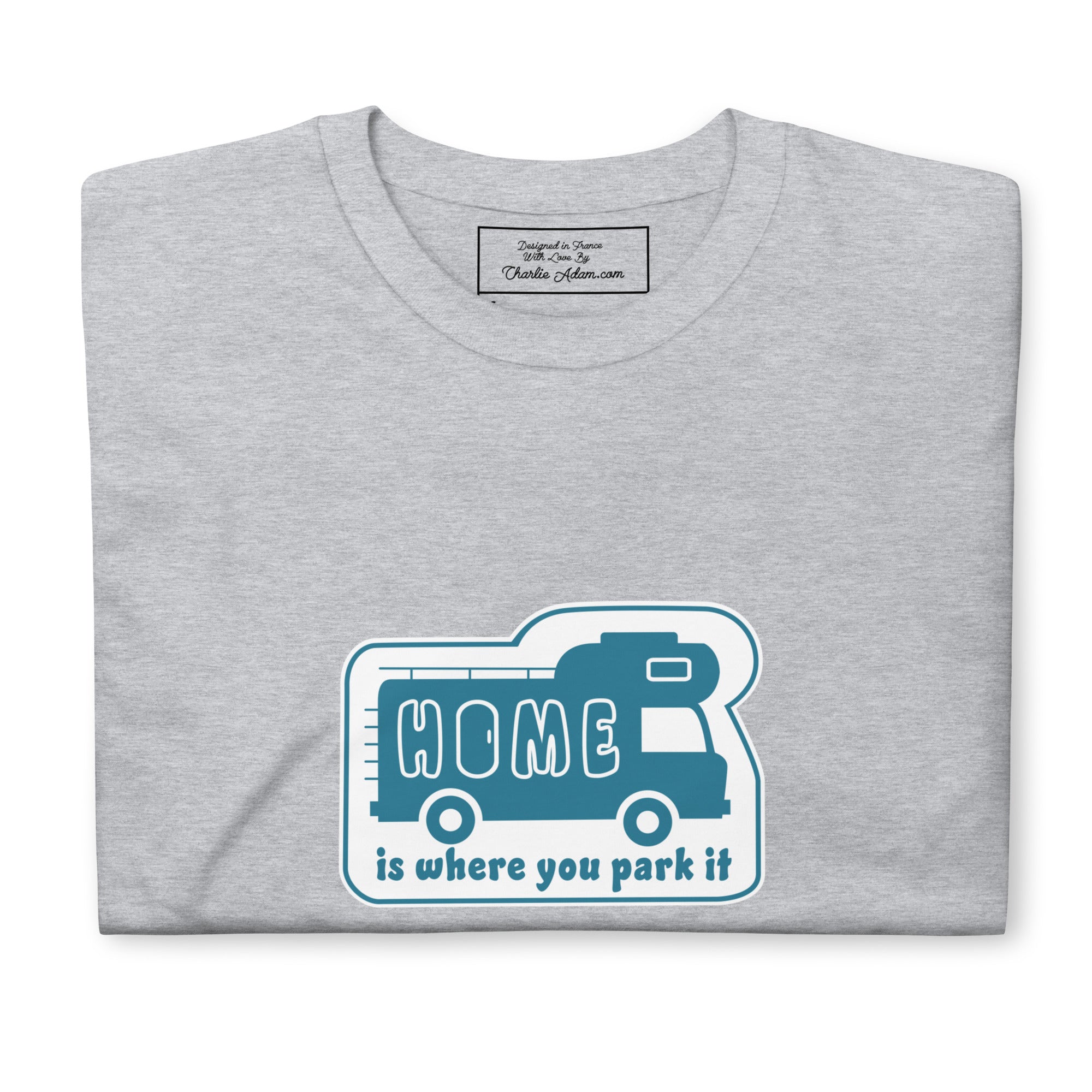 Softstyle Cotton T-Shirt Blue Camper Van Home is where you park it