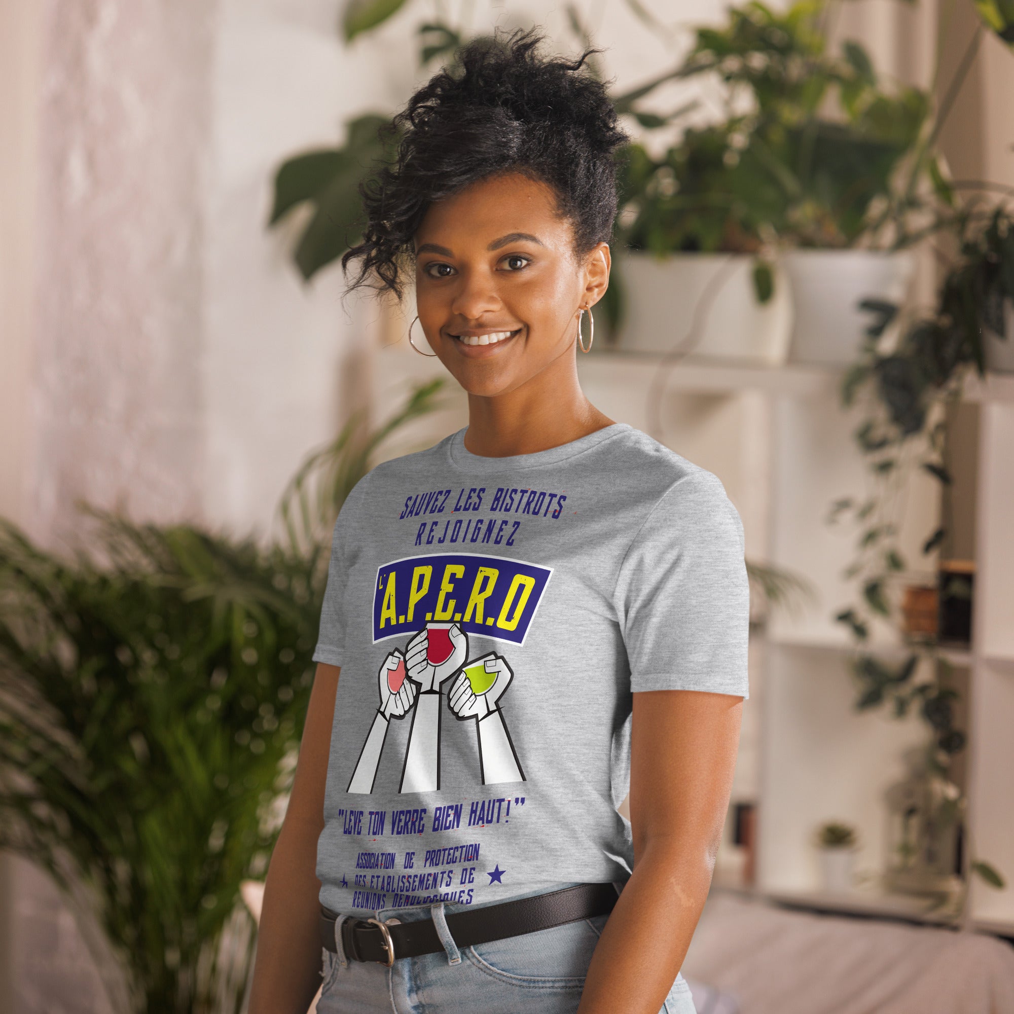 Softstyle Cotton T-Shirt Sauvez les Bistrots, rejoignez l'Apéro on light colors