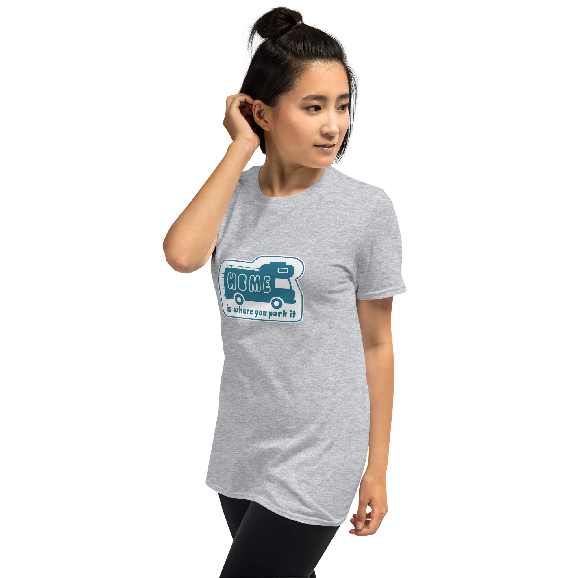Softstyle Cotton T-Shirt Blue Camper Van Home is where you park it