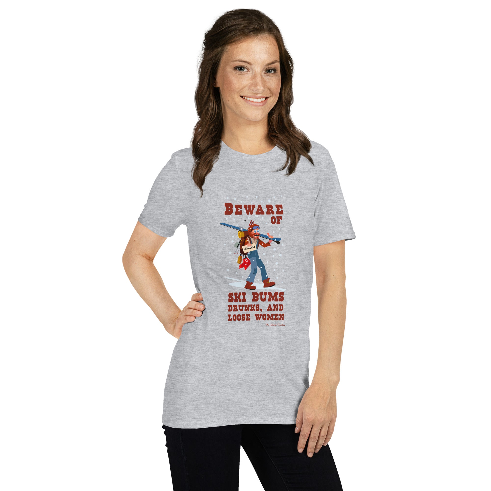 T-shirt softstyle en coton Beware of ski bums, drunks and loose women