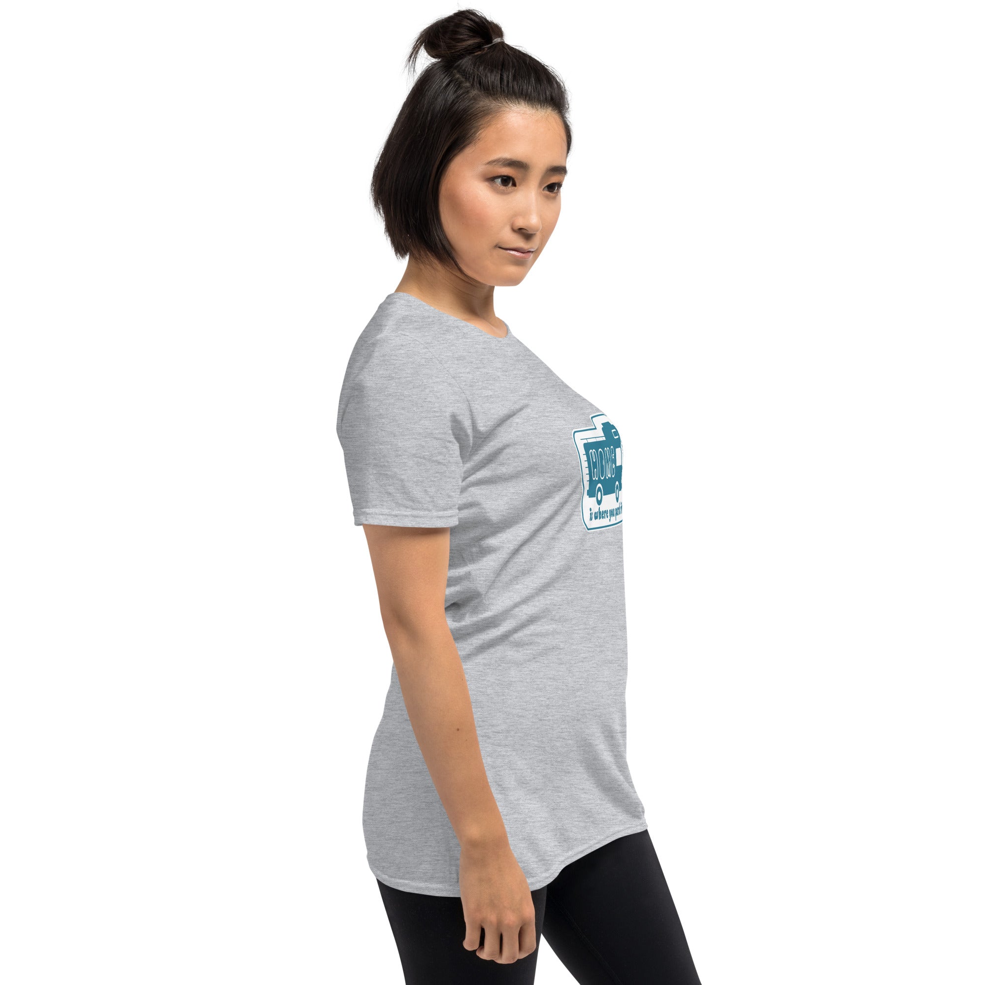 Softstyle Cotton T-Shirt Blue Camper Van Home is where you park it